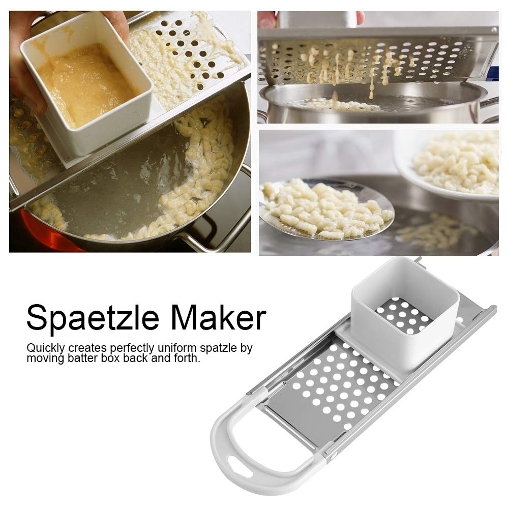 Premium Stainless Steel Spaetzle Maker with Comfort Grip Handle - German Noodle Press for Homemade Dumplings & Pasta | Perfect for Kitchen, Restaurant & European Cuisine Lovers