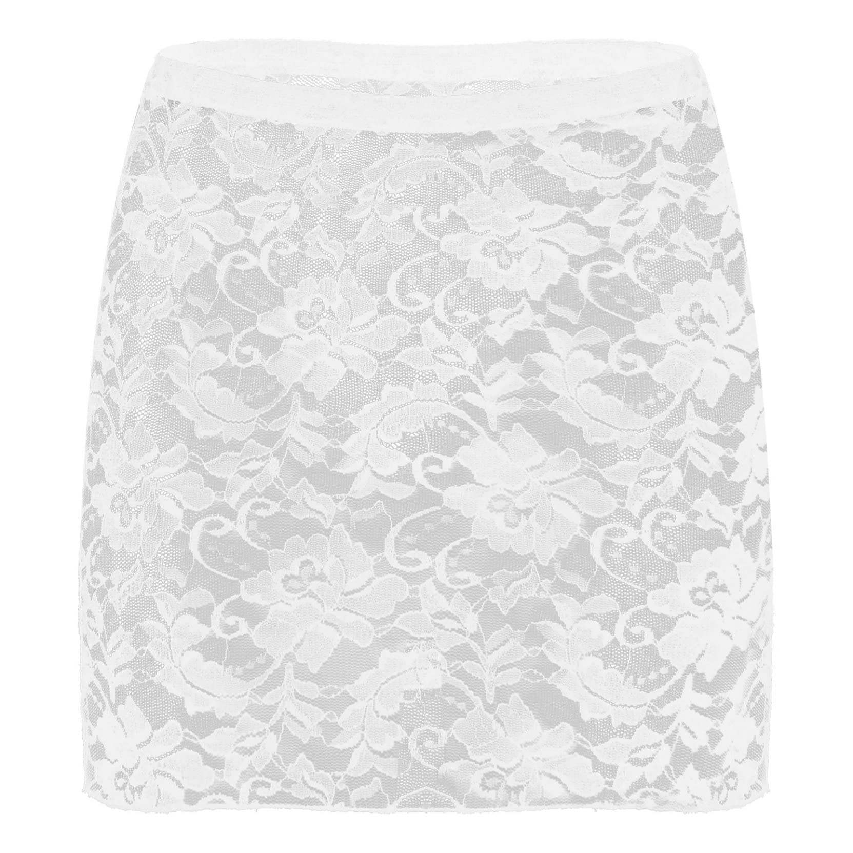 Sexy White Lace Miniskirt Underskirt - Women's Mesh Micro Short Slip Skirt One Size | Perfect for Date Nights, Club Wear & Lingerie Layering