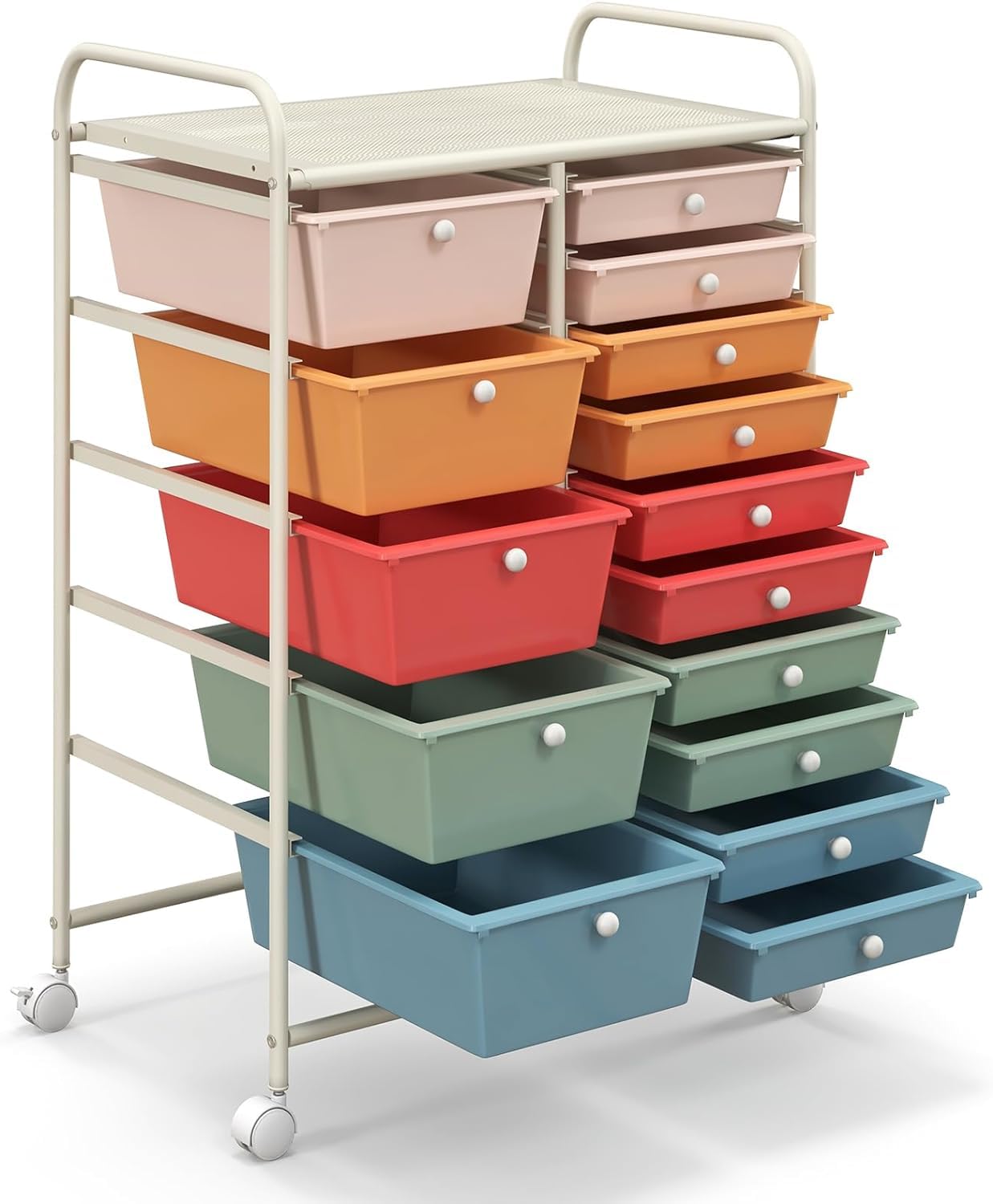 LUARANE 15-Drawer Rolling Cart - Portable Craft & Toy Organizer for Home, Office, School