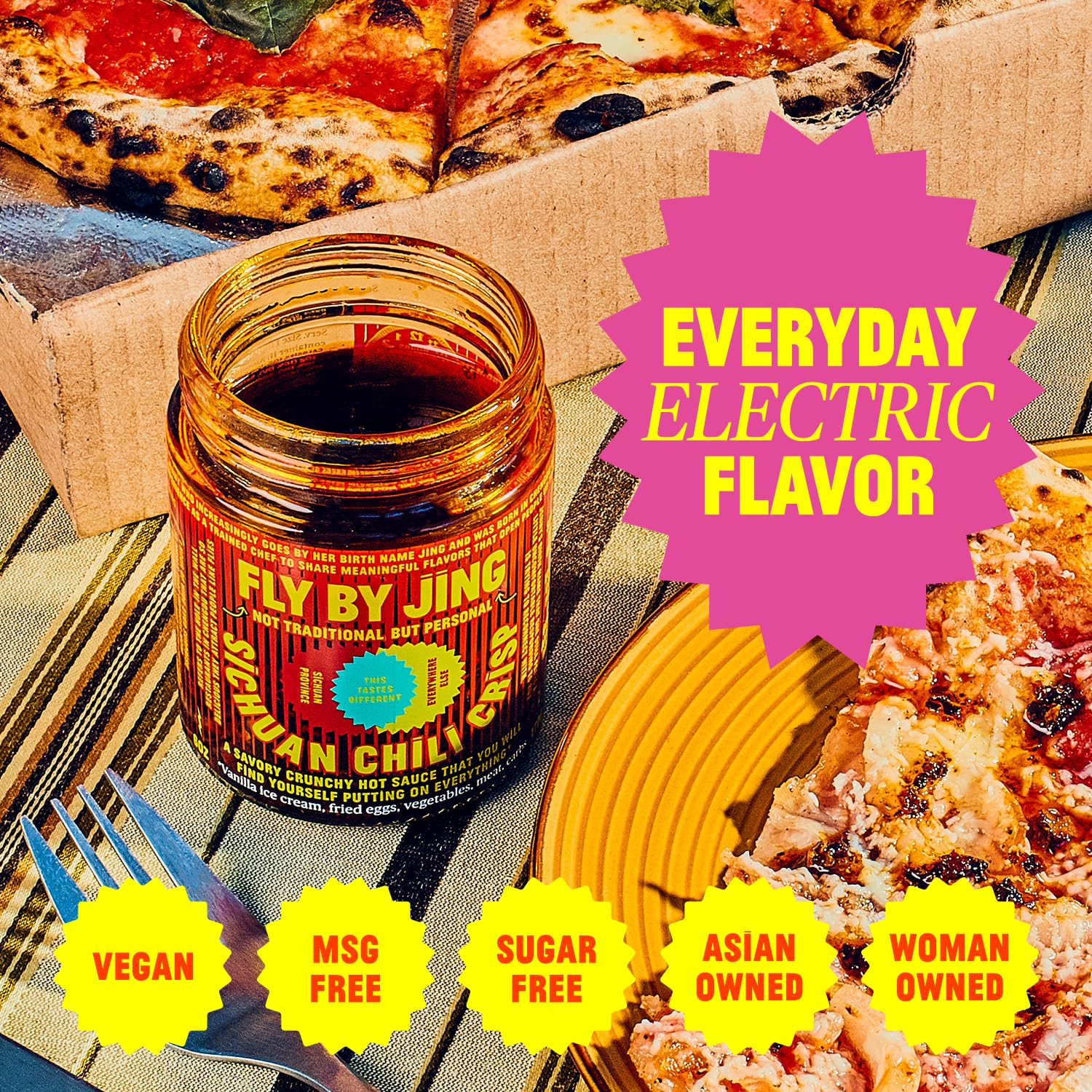 FLYBYJING Sichuan Chili Crisp - All-Natural Spicy Chili Oil Sauce with Sichuan Pepper, Vegan Gourmet Hot Sauce, 6oz (Pack of 2) | Perfect for Stir-Fries, Noodles, Dumplings & Pizza Topping