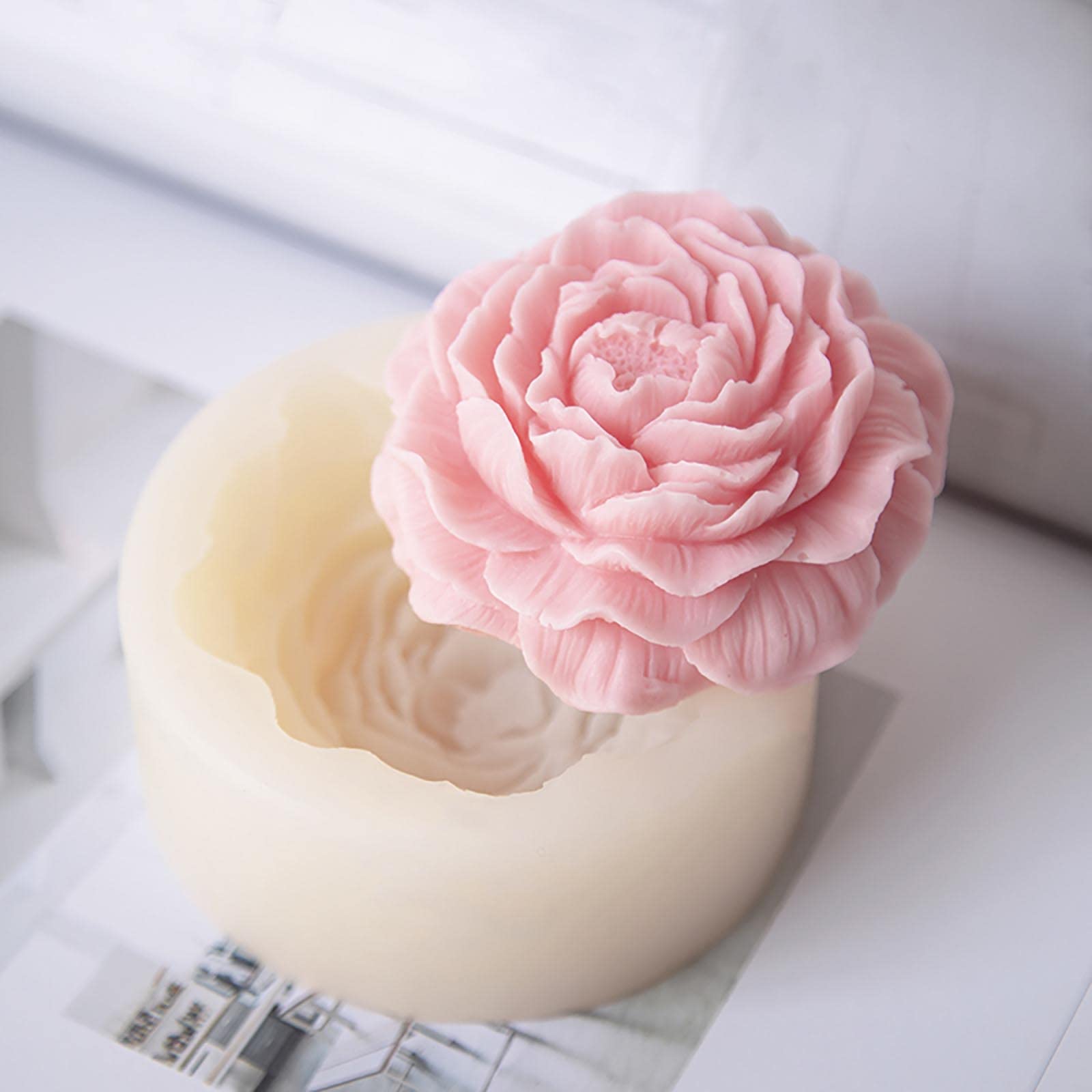Peony Flower Silicone Soap Molds - 6 Cavity DIY Soap Making Kit for Handmade Soaps, Candles & Resin Crafts - Reusable Non-Stick Baking Mold for Home Decor & Gift Making