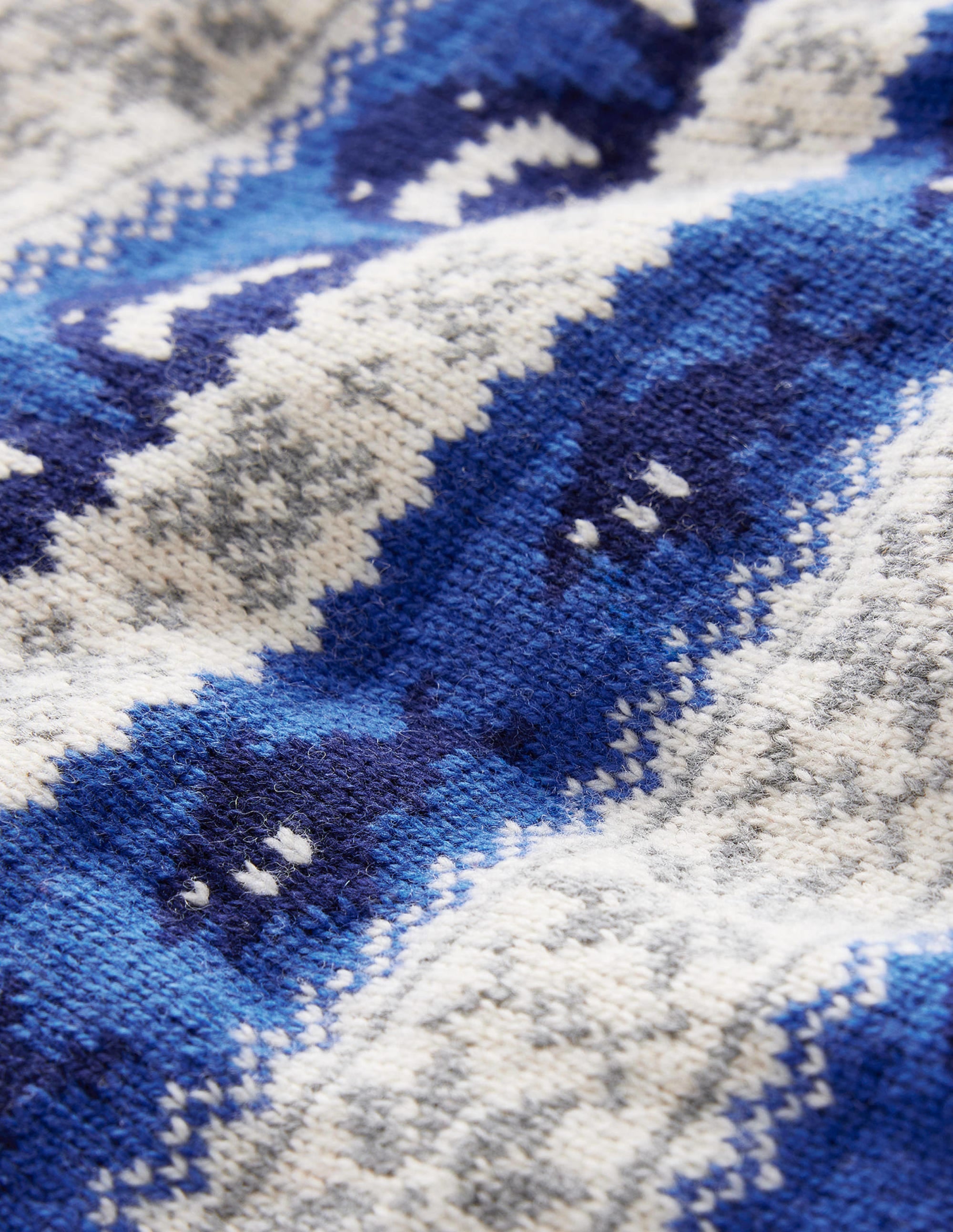 Fair Isle Sweater for Women & Men - Dark Cobalt Blue Knit Pullover with Nordic Pattern - Cozy Winter Wool Sweater for Christmas, Holiday & Casual Wear