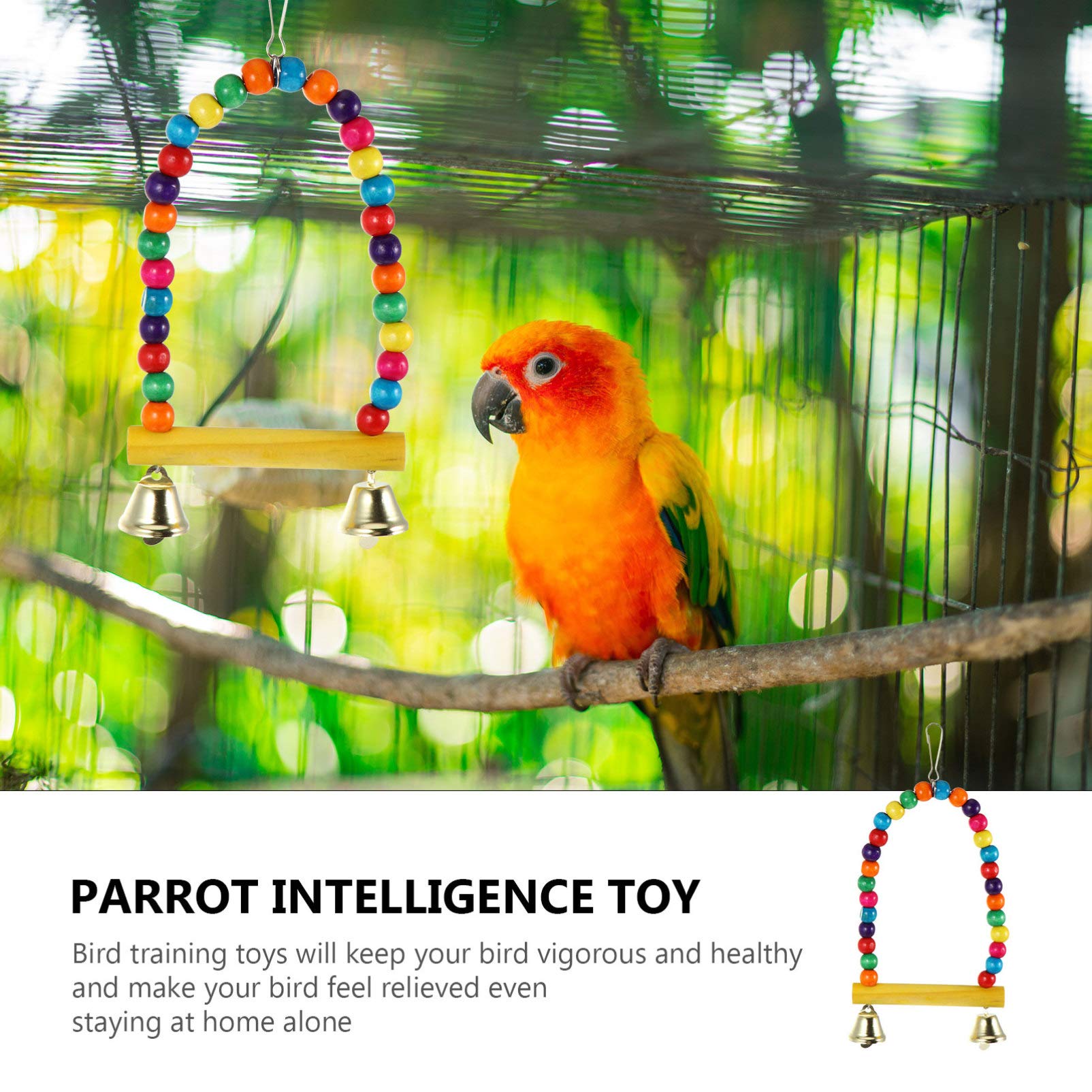 4 Sets Parrot Foraging Toys - Bird Training Kit with Block Puzzle, Swing Perch & Tabletop Toys - Intelligence Development & Trick Training for Parakeets, Cockatiels, Lovebirds - Perfect for Cage Enrichment & Playtime