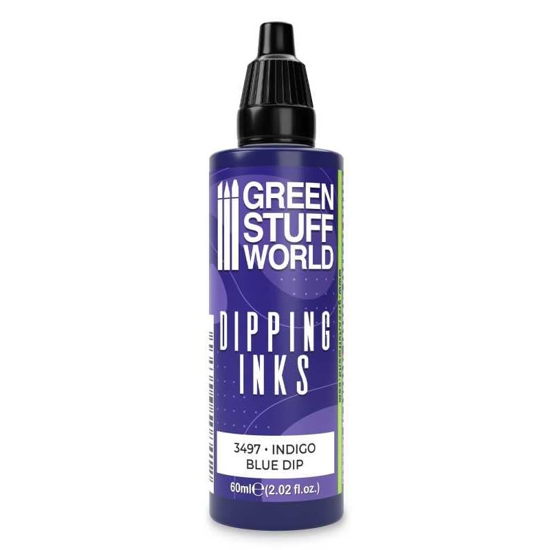 Green Stuff World Dipping Ink 60ml - High Contrast Model Paint for Miniatures (Indigo Blue) - Perfect for Warhammer, D&D, and Scale Model Painting