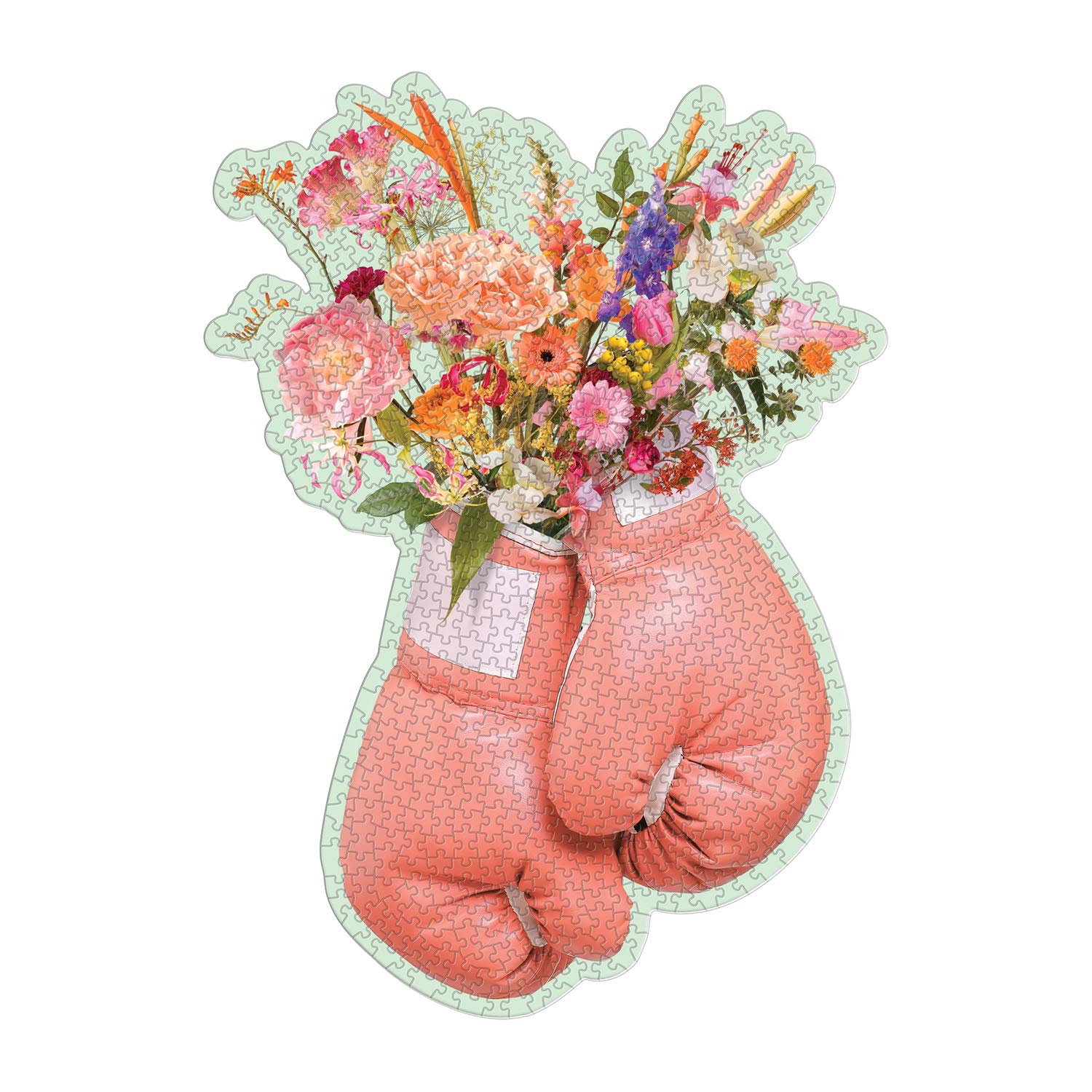 Galison Flower Power 750-Piece Shaped Jigsaw Puzzle - Unique Die-Cut Boxing Gloves in Bloom Design (20