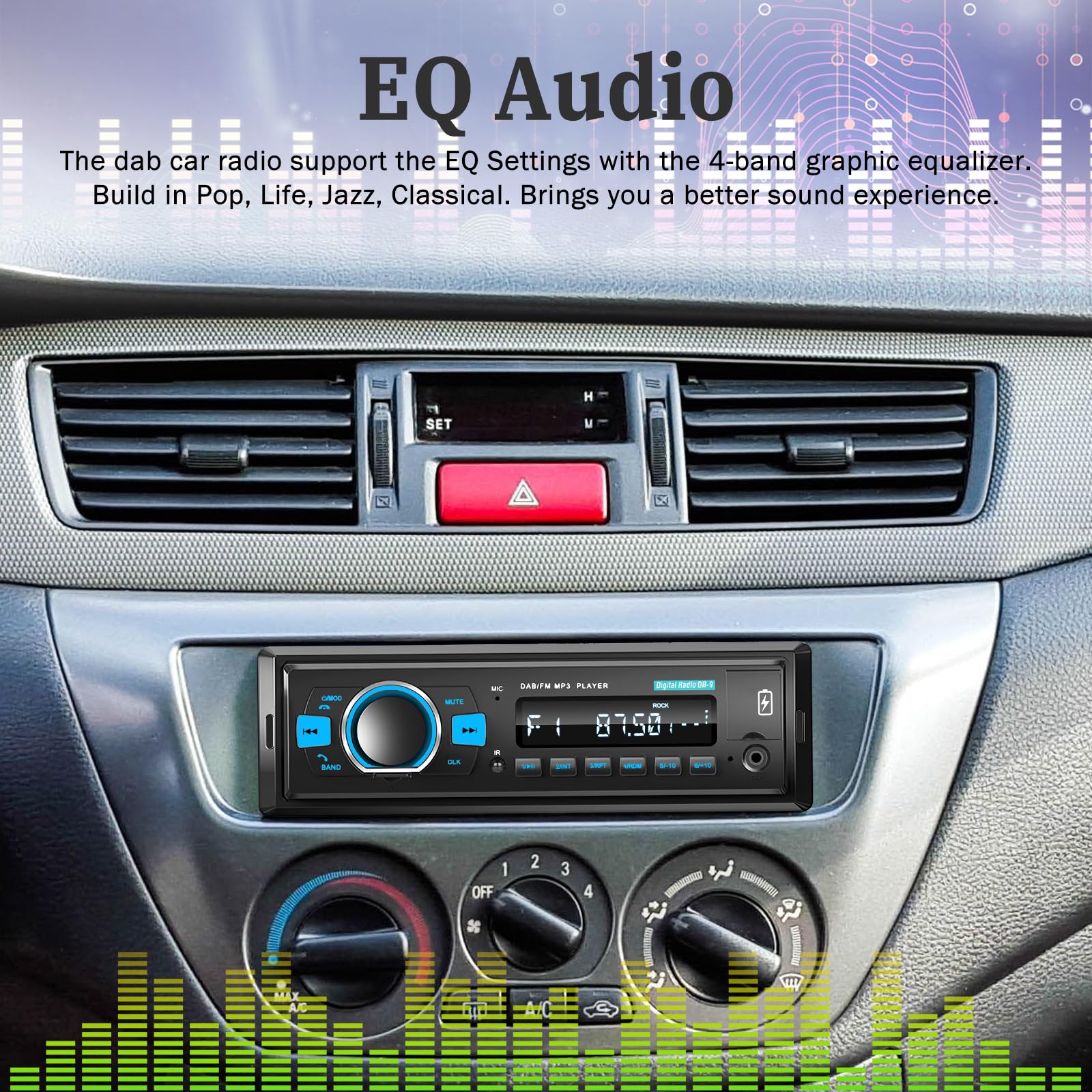 Bluetooth 5.0 Single Din Car Stereo with EQ Audio, Hands-Free Calling, FM Radio, USB Charging, TF/SD Card Slot & AUX Input - Includes SWC Remote & 32GB TF Card - Perfect for Road Trips & Daily Commutes