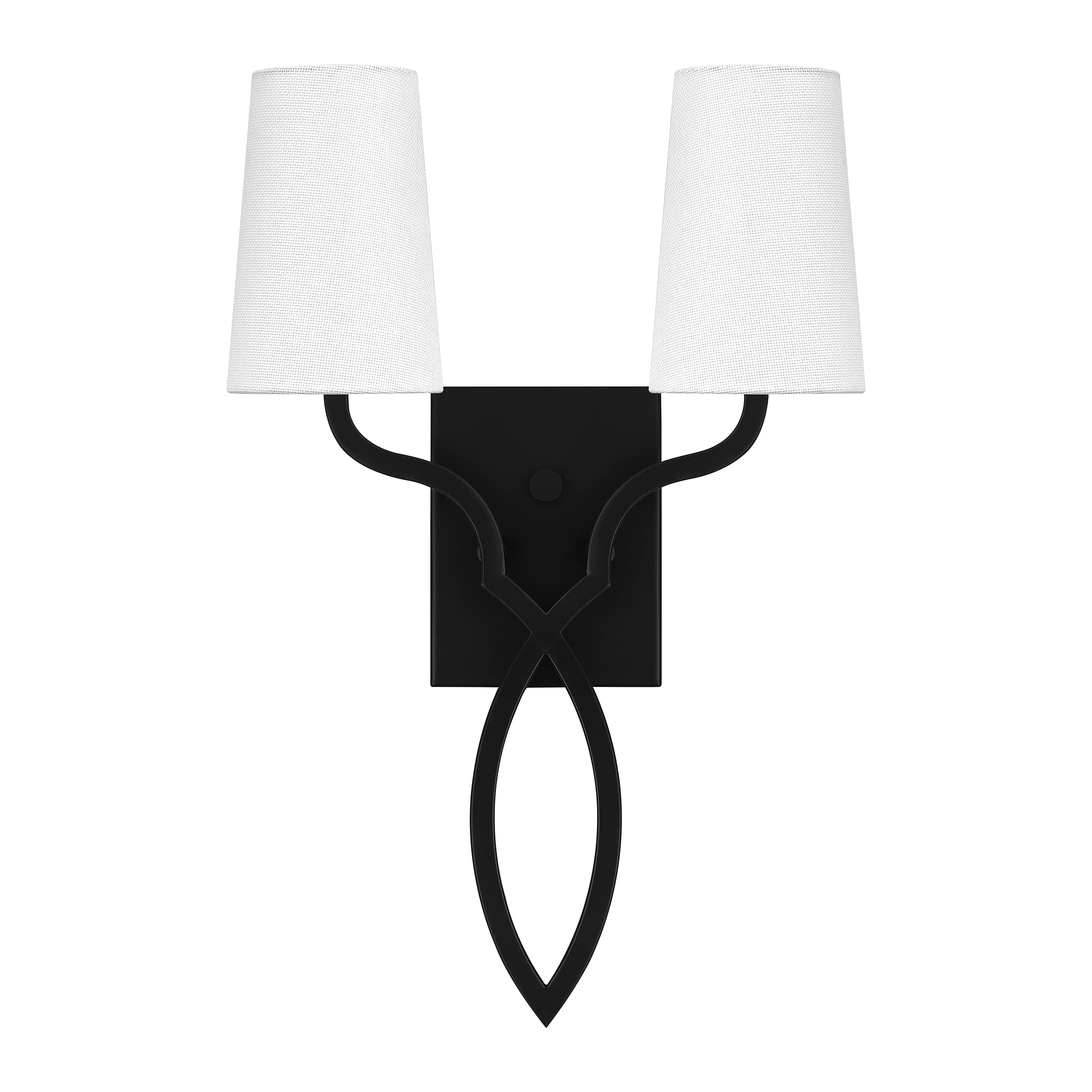 Quoizel O'Hare 2-Light Matte Black Wall Sconce - Modern Indoor Lighting Fixture for Bedroom, Living Room & Hallway Decor