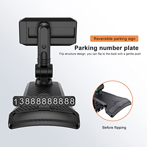 **Zcargel 2-in-1 Adjustable Car Dashboard Phone Holder & Parking Number Stand - Universal Clip-On Car Mount for Smartphones 3-7 Inch - Perfect for Hands-Free Driving & Temporary Parking**