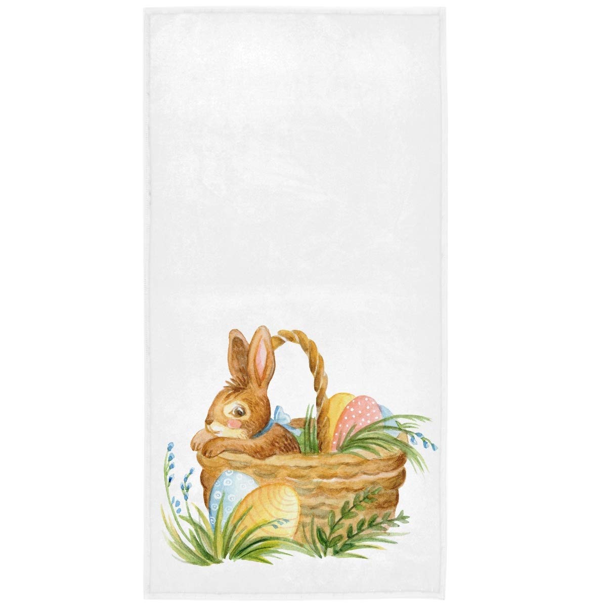 Pfrewn Easter Bunny Basket Eggs Hand Towels 16x30 Inch - Floral Rabbit Design, Soft & Absorbent Bathroom, Kitchen & Guest Towels - Perfect for Easter Decor, Spring Home Decor & Holiday Gifts