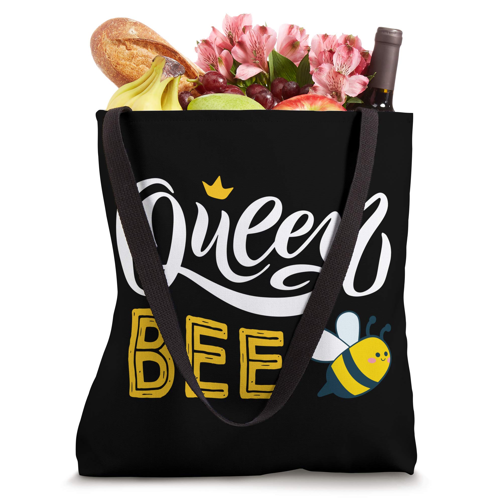 Beekeeper Queen Bee Tote Bag - Cute Honey Lover Design for Women | Perfect for Grocery Shopping, Farmers Market & Beekeeping Events