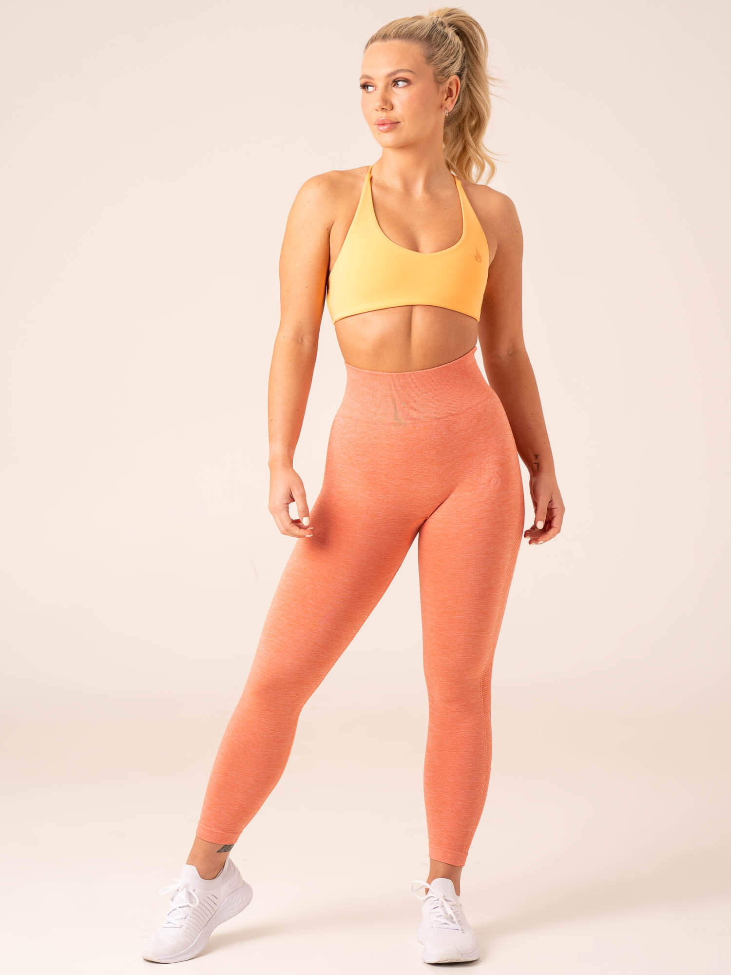 Evolve Seamless Leggings for Women - High Waisted Yoga Pants, Orange Marl Color - Perfect for Yoga, Gym, Running & Everyday Wear