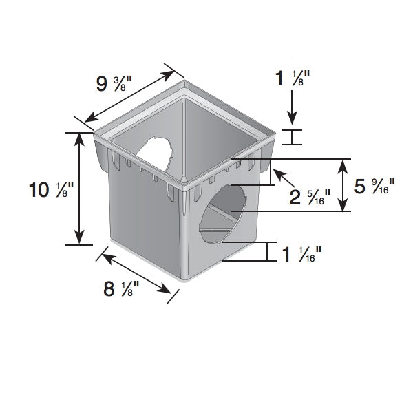 NDS 900 4 9x9 Catch Basins with 4 Openings - Heavy Duty Stormwater Drainage Solution for Residential & Commercial Landscapes