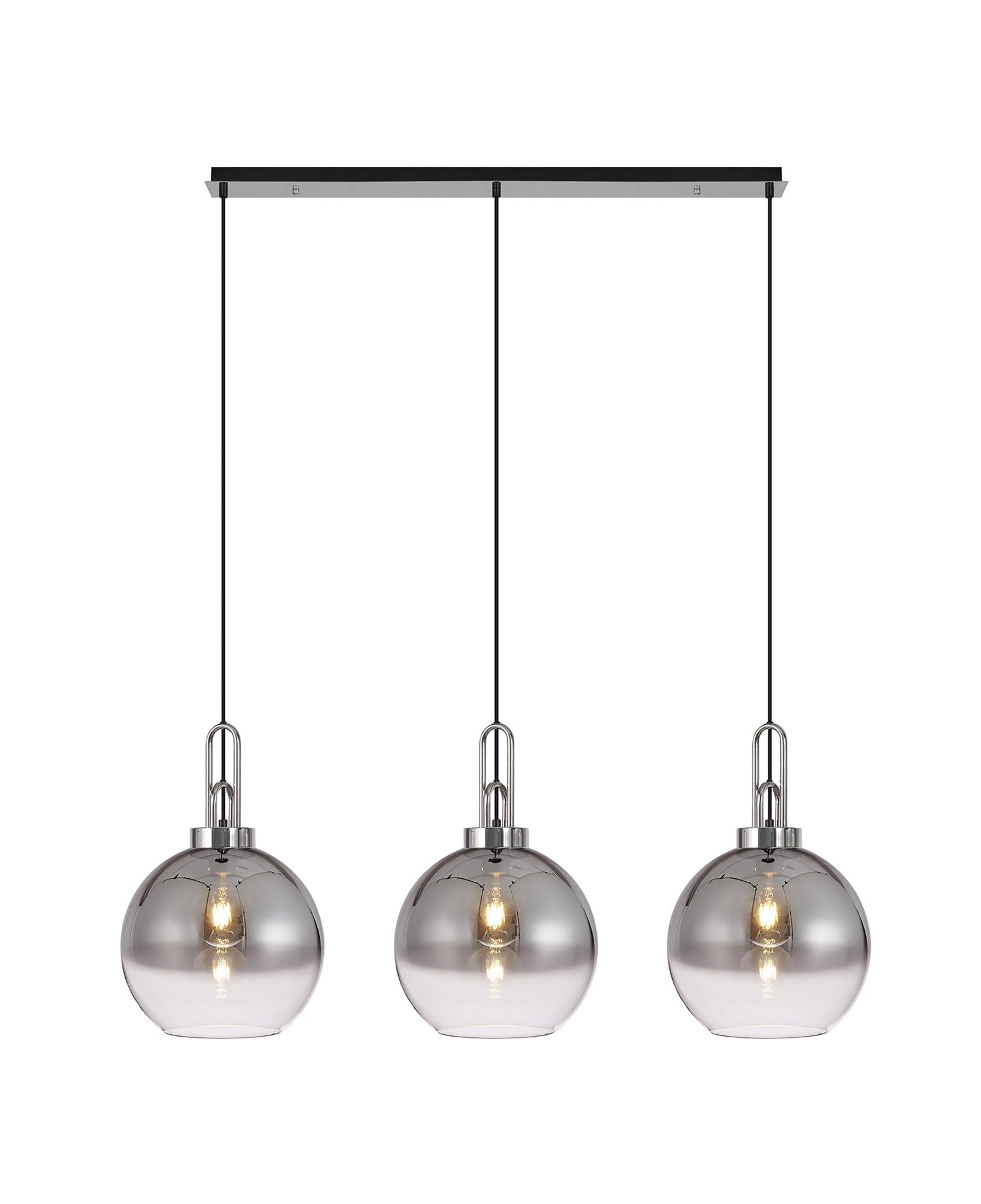 Elegant Cadiz 3L Kitchen Island Ceiling Light - Polished Nickel & Matte Black Finish with Multi-Color Glass Shades - E27 Socket IP20 Rated - Perfect for Dining Rooms, Kitchens and Modern Home Decor