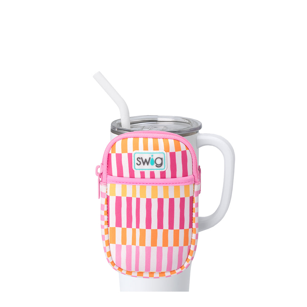 Sherbet Stripe Mega Mug Pouch - Large Insulated Tumbler Holder for 30oz 40oz Cups, Perfect for Travel, Office & Outdoor Activities