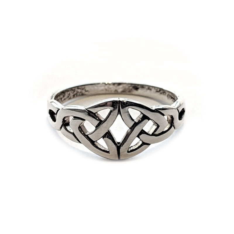 Double Trinity Knot Ring - Elegant Celtic Jewelry for Women, Stainless Steel or Sterling Silver, Perfect for Gifts, Weddings & Everyday Wear