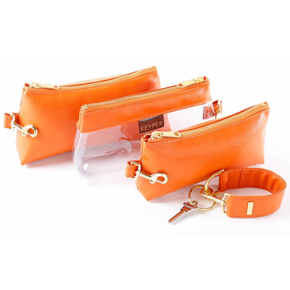 4-Piece Wristlet Keychain Set - Women's Faux Leather Wristlet Bracelet & 3 Stylish Clutch Purses | Fashion Handbags for Everyday Use, Parties & Date Nights