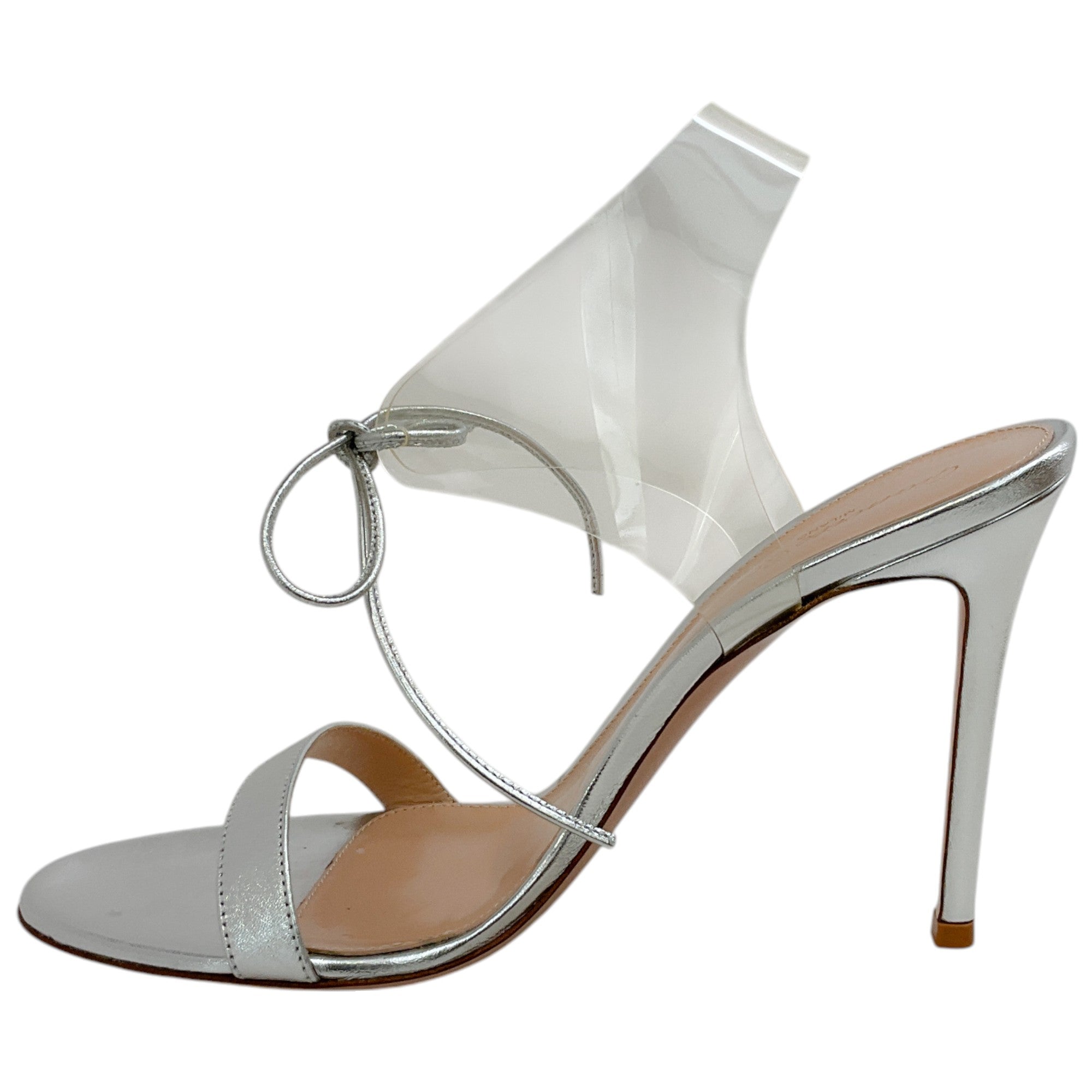 Gianvito Rossi Women's Estelle Silver PVC Sandals - Elegant Heels for Parties, Weddings & Evening Events