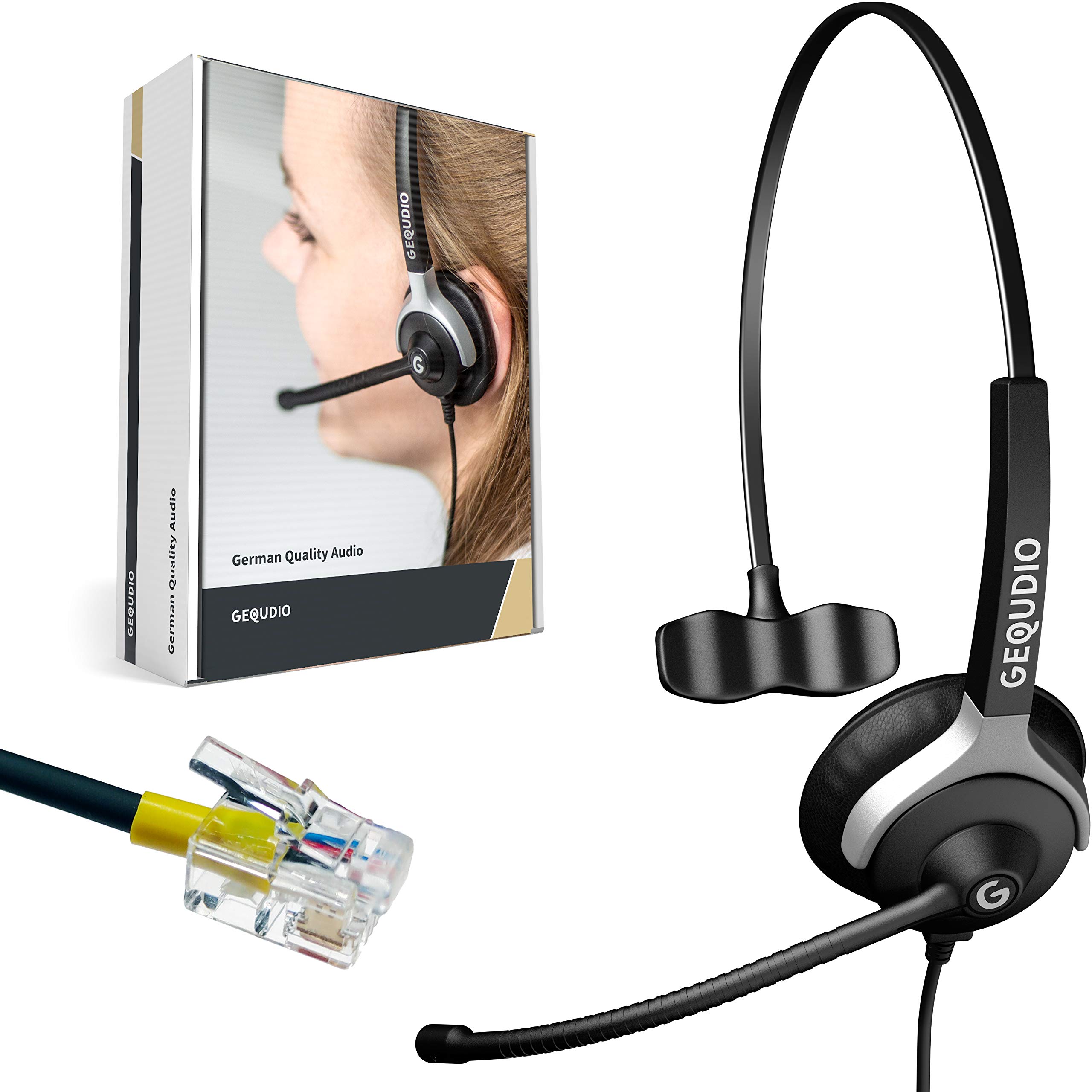 GX3+ GX5+ Wired Headset with RJ Cable - Lightweight Mono Headphones with Replaceable Cable, Ear Pads & Mic Cover - Perfect for Call Centers, Office & Customer Service