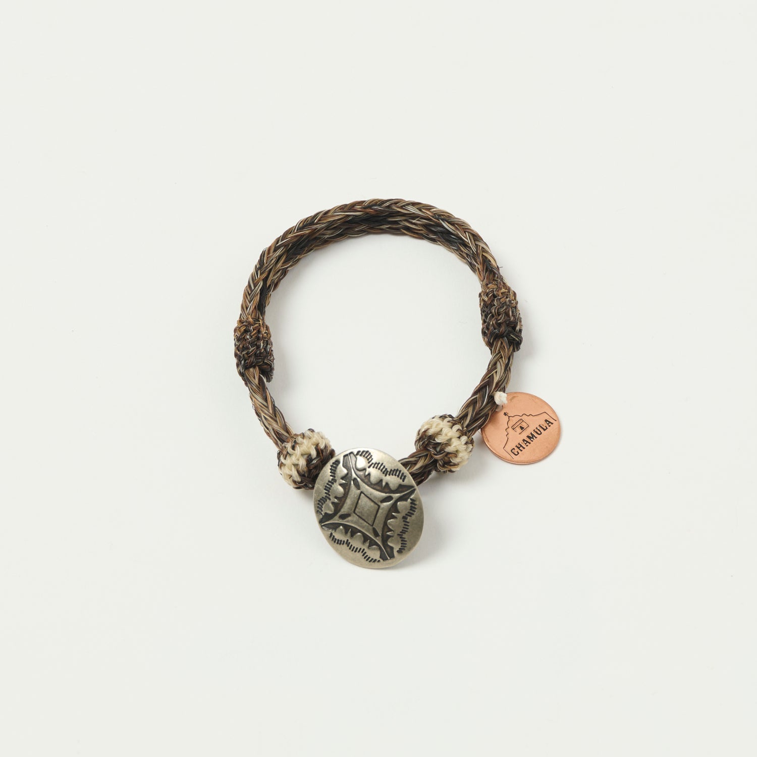 Chamula Horsehair Concho Bracelet - Handmade Leather & Silver Jewelry for Women - Nature/Black/Nature - Perfect for Boho Fashion, Western Style & Everyday Wear