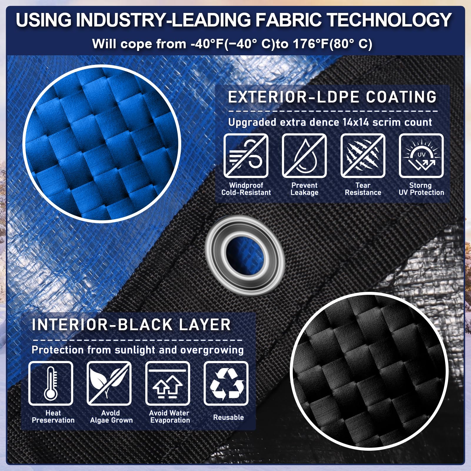 Upgraded 24 ft Round Winter Pool Cover for Above Ground Pools - Extra Thick, Durable Swimming Pool Protection Cover with Encryption Grommets, Cold & UV Resistant - Includes Premium Winch & Cable (Perfect for Winterizing and Protecting Your Above Ground Pool from Debris, Harsh Weather, and Sun Damage)