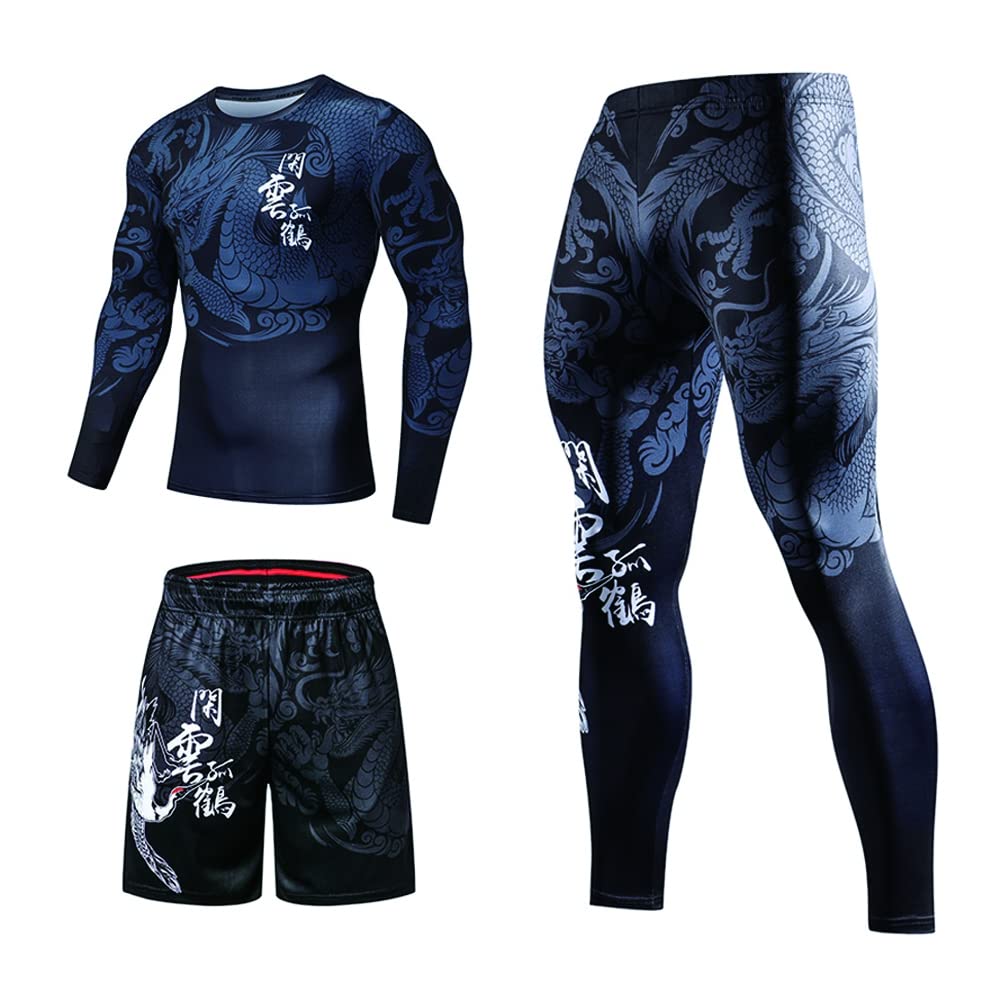 JAGHAWXL Men's Compression Workout Jogging Pants - Quick Dry Breathable Fitness Sportswear for Running, Gym & Training - Chinese Style Athletic Wear