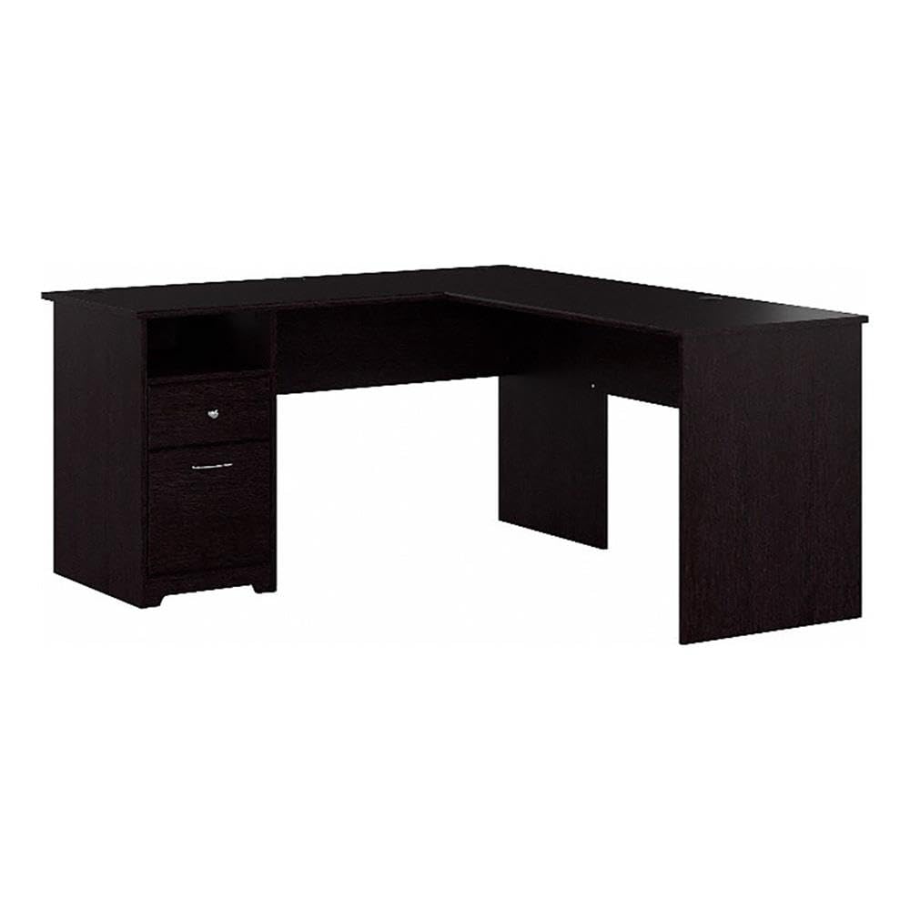 Atlin Designs 60 Inch Modern L-Shaped Wooden Desk with Storage Drawers - Espresso Oak Finish for Home Office & Gaming Setup