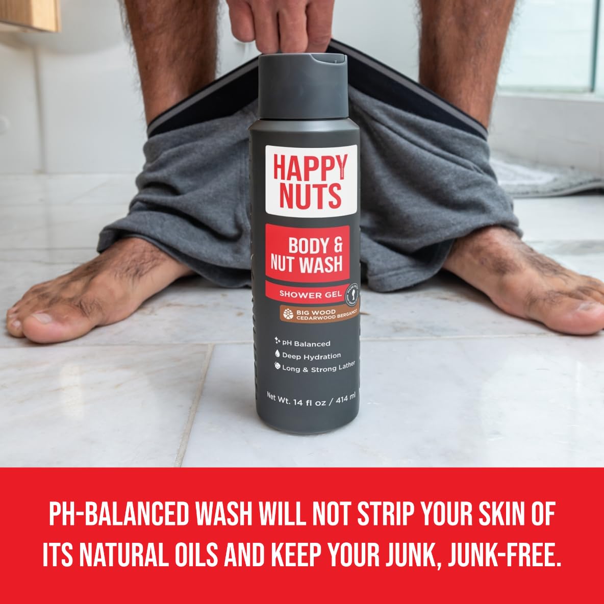 Happy Nuts Comfort Cream & Body Wash Bundle - Anti-Chafing Powder & Men's Shower Gel for Sweat Defense | Gym, Running & Daily Comfort Care