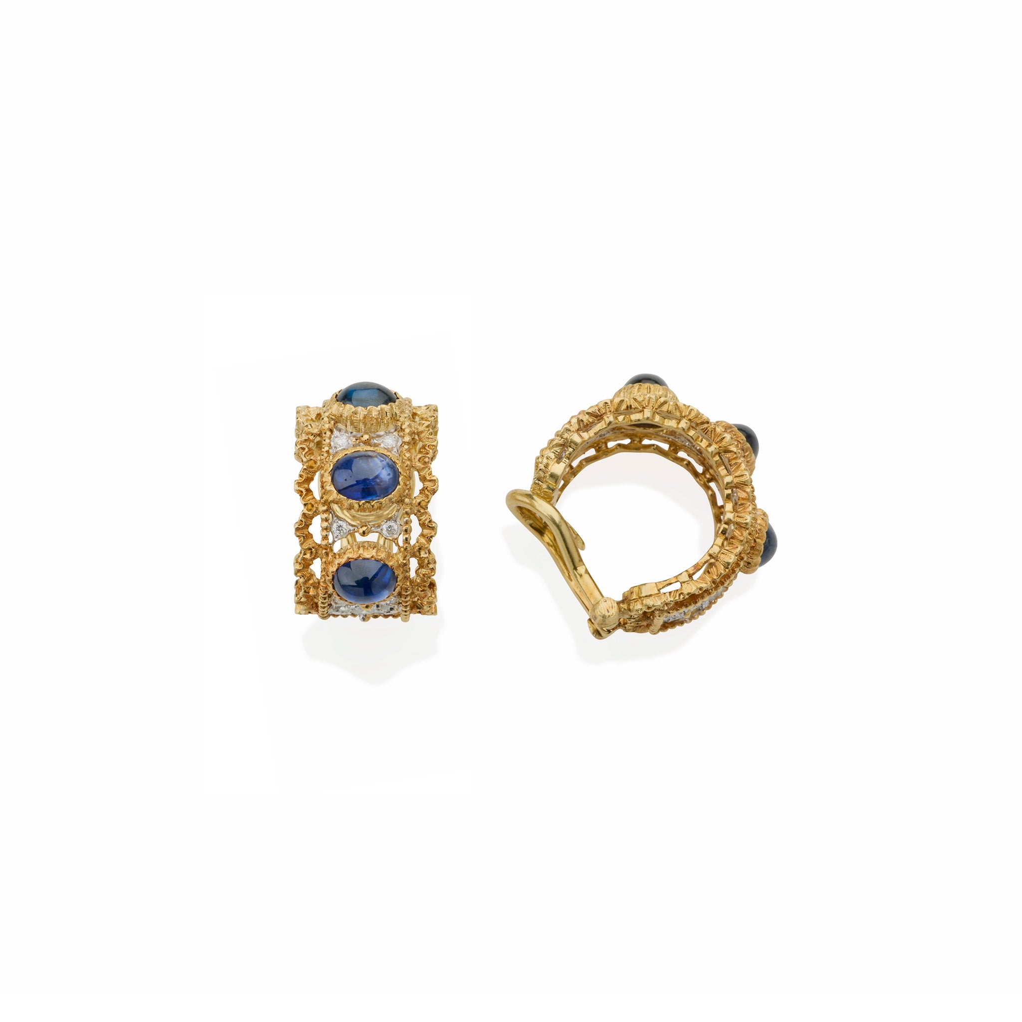 Buccellati Sapphire and Diamond Hoop Earrings - 18K Gold Luxury Jewelry for Women | Perfect for Weddings, Parties & Special Occasions