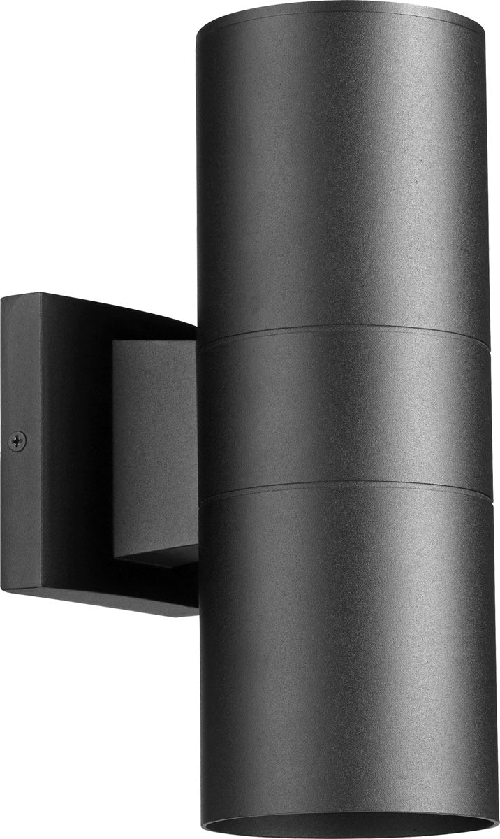 12H Black Outdoor Wall Mount Light Fixture - 2 Light Cylinder Design for Porch, Patio, and Garden Lighting