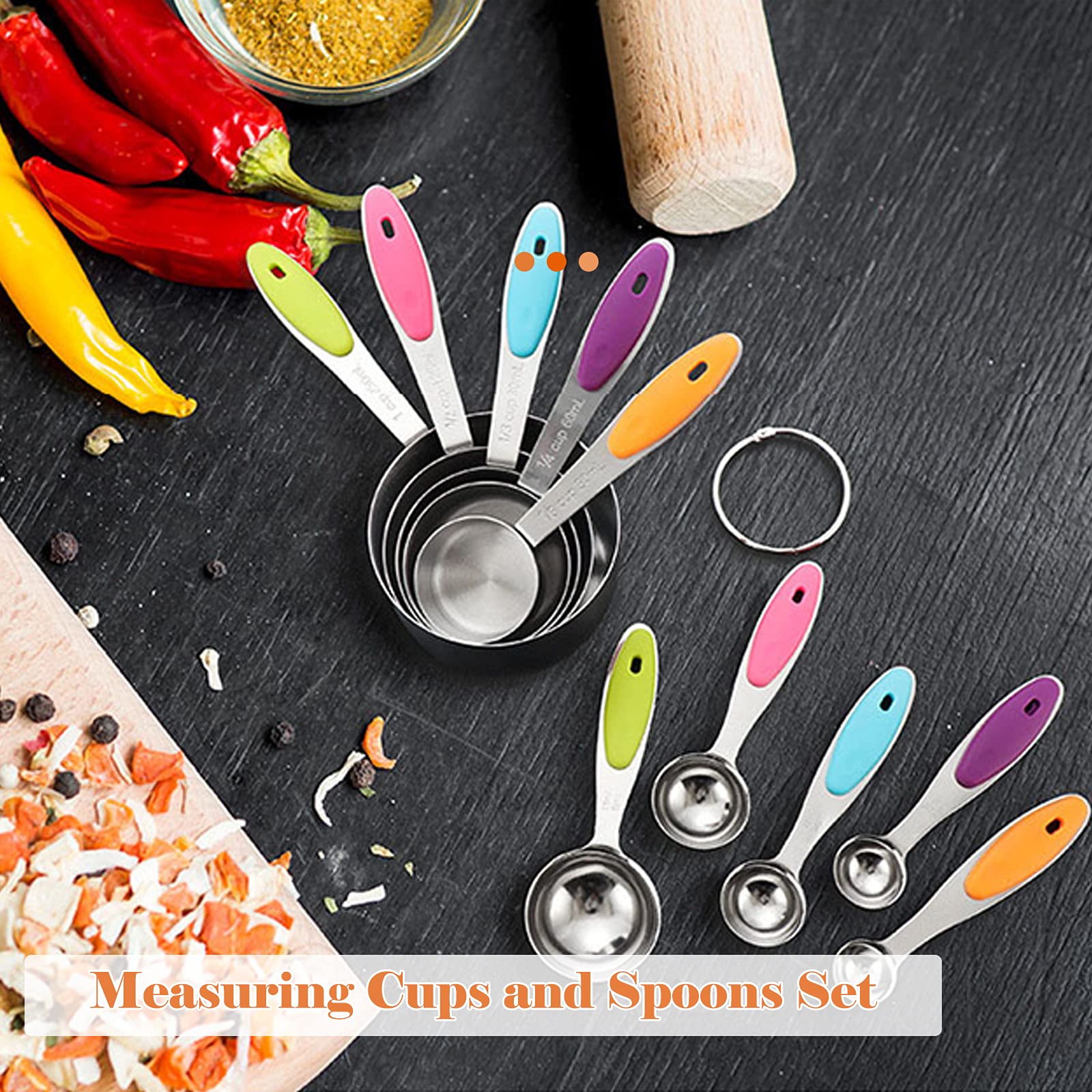 Ankeer 10-Piece Stainless Steel Measuring Cups and Spoons Set - Heat-Resistant for Dry & Liquid Ingredients - Essential Baking & Cooking Utensils for Kitchen, Meal Prep, and Professional Chefs