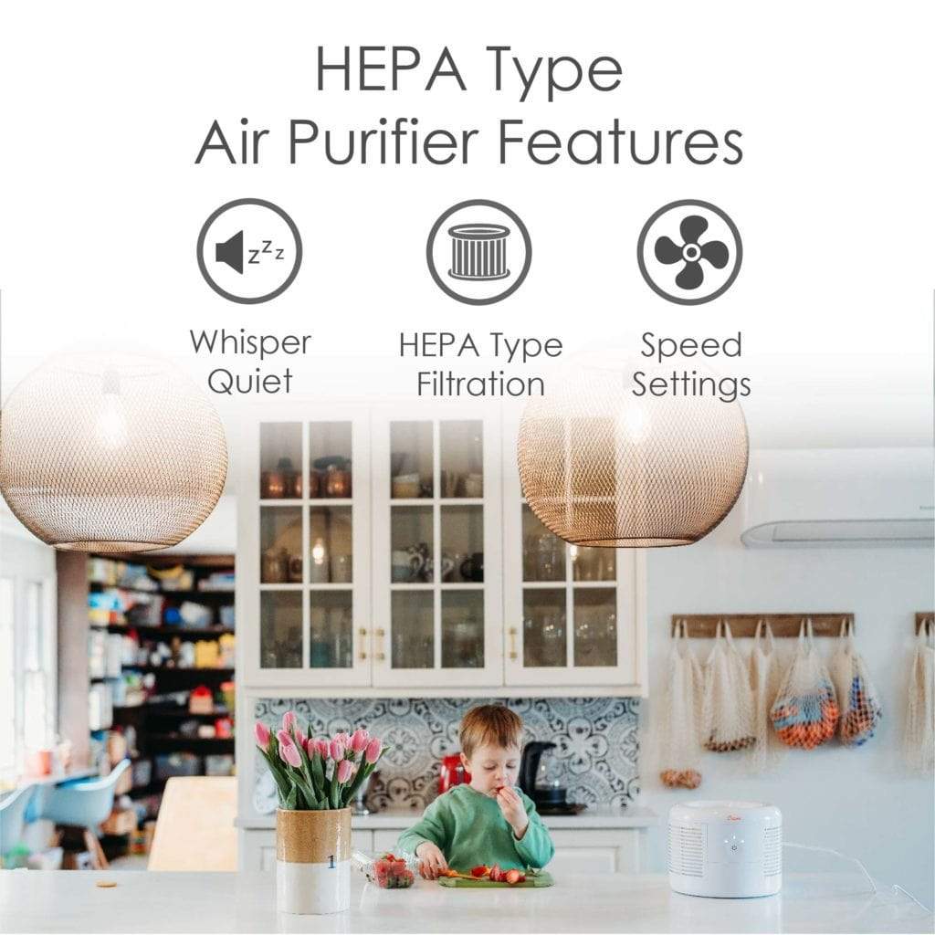 Crane 2.5 PPM True HEPA Air Purifier for Home, Office & Bedroom - Filters Allergens, Dust, Smoke & Pet Dander - Quiet Air Cleaner for Allergy & Asthma Relief (White)