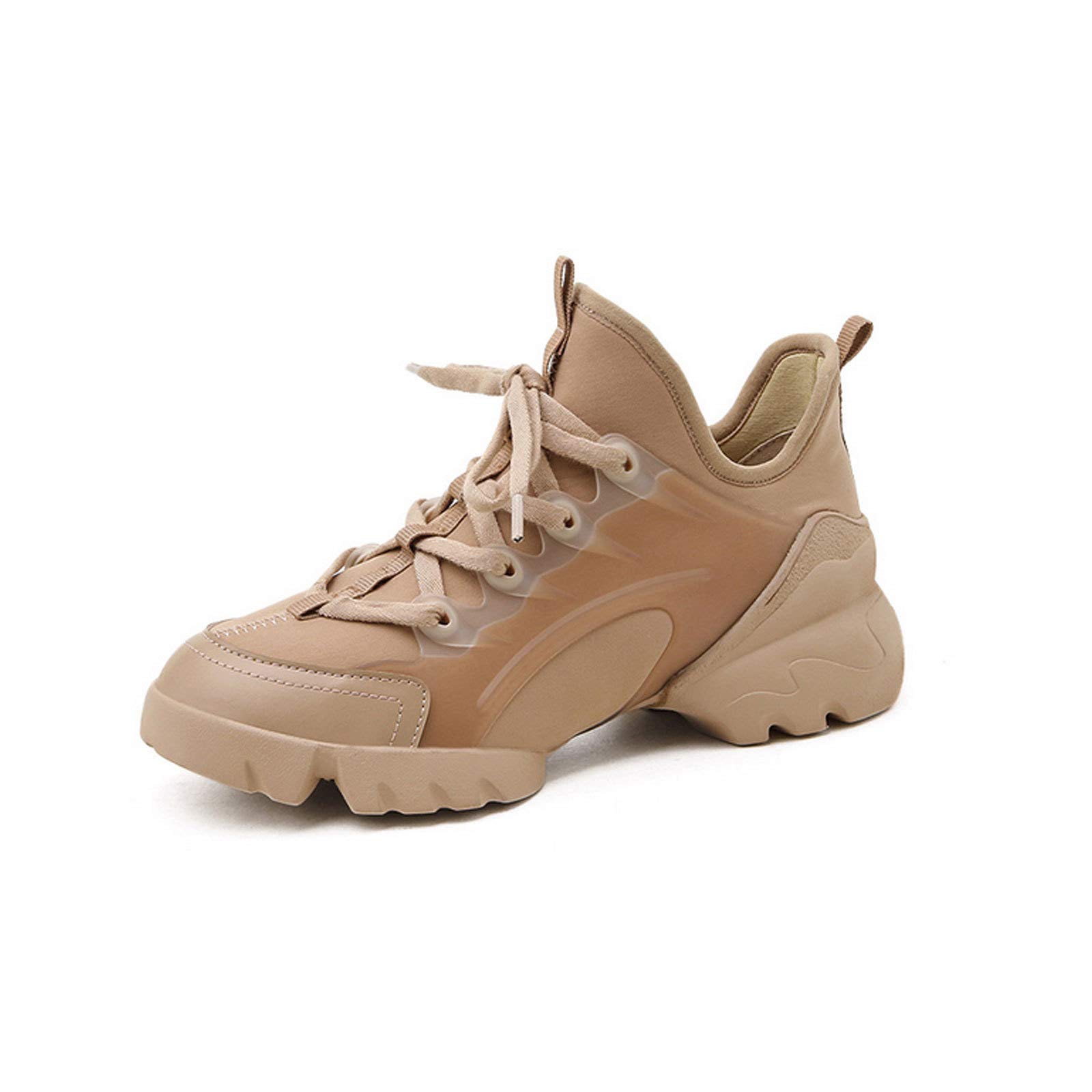 HaoLin Women's Platform Sneakers - Comfortable Casual Shoes for Autumn, Beige Size 38 | Perfect for Walking, Running & Everyday Wear