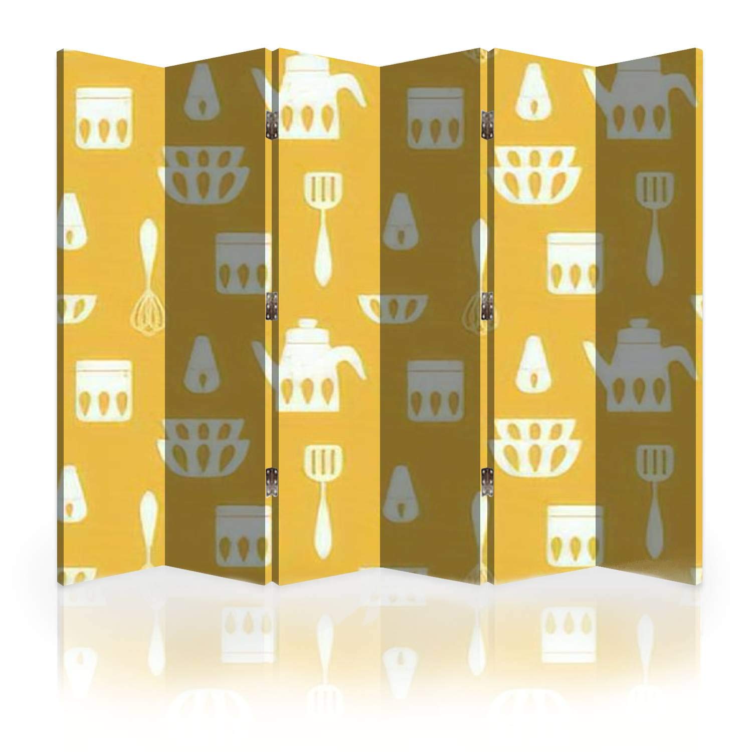 6 Panel Folding Room Divider Screen - Monochrome Canvas Privacy Partition for Kitchen, Living Room & Bedroom | Simple Decor & Space Separator for Home & Office Use