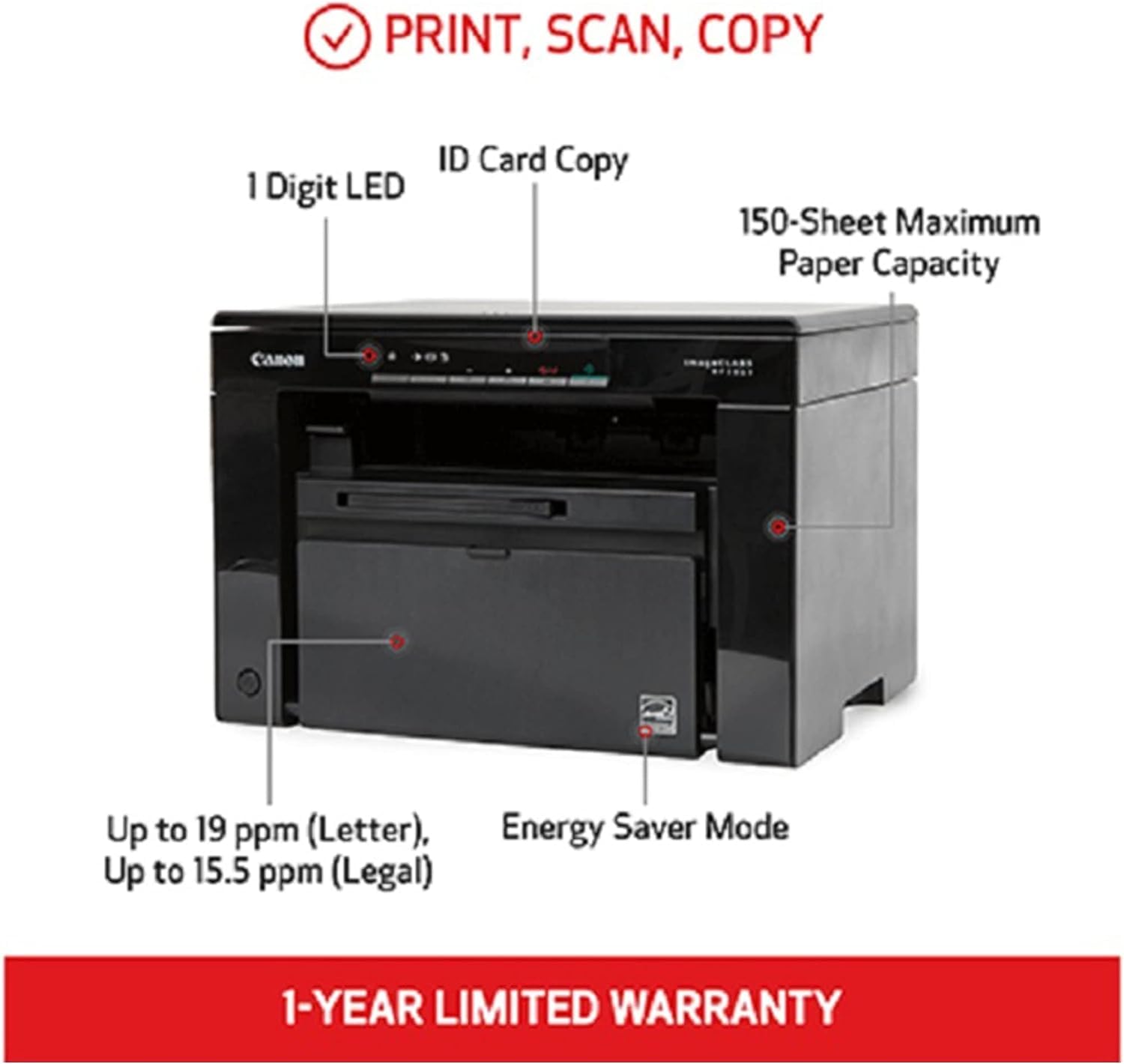 Canon imageCLASS MF3010 Wireless Laser Printer All-in-One - Print, Copy, Scan | Compact Home & Office Printer for Documents & Photos | Ideal for Small Businesses & Remote Work