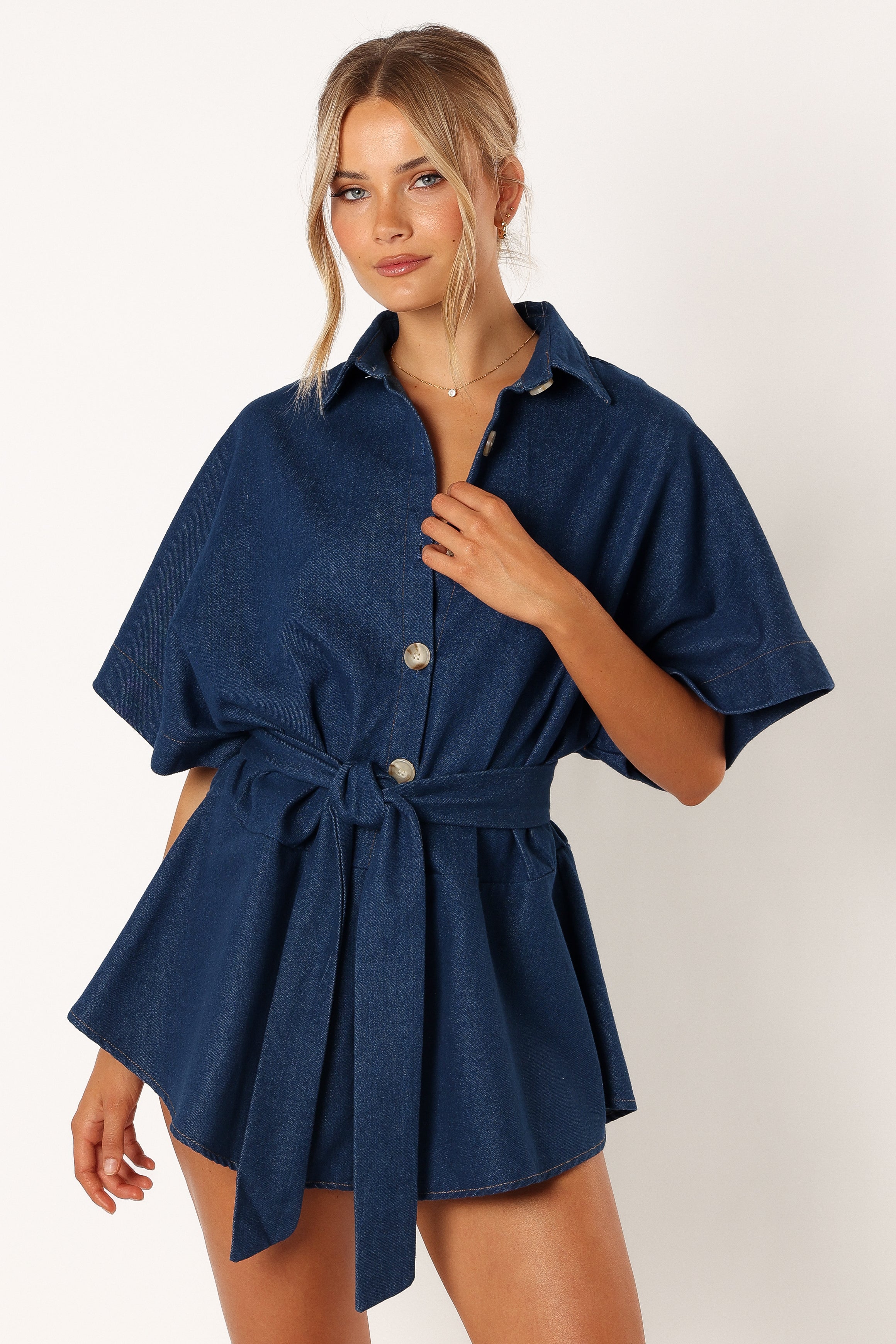 Harriette Playsuit - Dark Denim Jumpsuit for Women | Casual & Stylish Romper | Perfect for Summer Outings, Beach Vacations & Date Nights