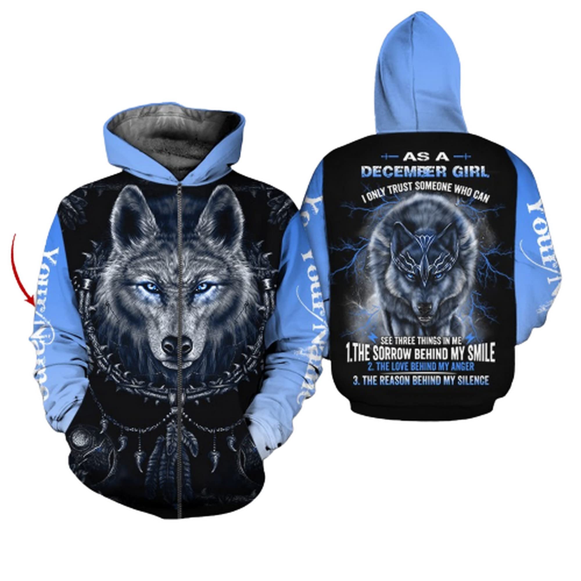 Personalized Unisex 3D Printed December Girl Pullover Sweatshirt & Zip Hoodie with Front Pocket - Christmas & Birthday Gifts for Men and Women - Perfect for Holiday Parties, Casual Wear & Gift Giving