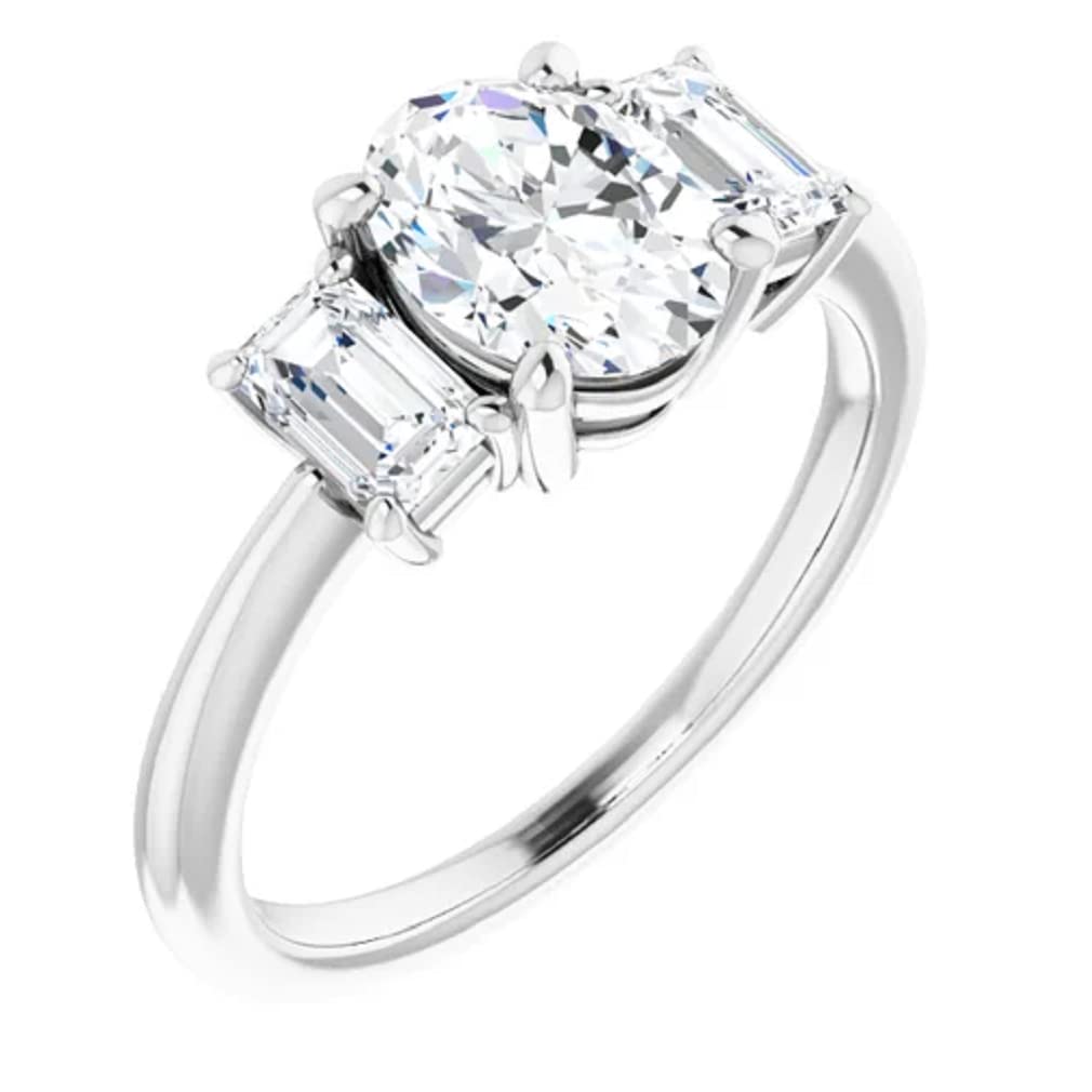 10K Solid White Gold Handmade Oval Cut 1 CT Moissanite Engagement Ring for Women - Solitaire Wedding & Bridal Ring, Perfect for Proposals, Anniversaries & Special Occasions