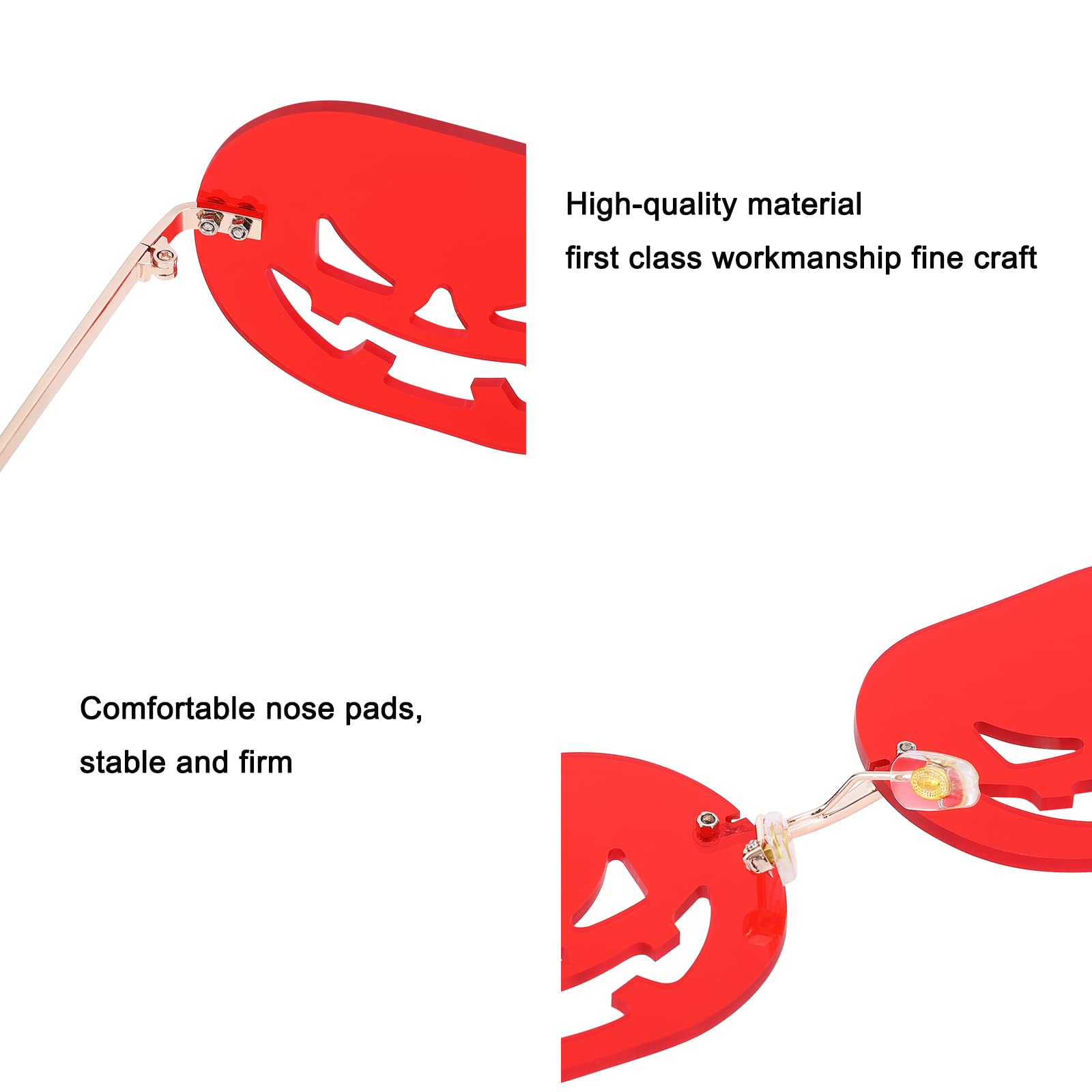 Funny Oval Halloween Sunglasses for Women & Men - Rimless Pumpkin-Shaped Party Eyewear - Perfect for Costumes, Festivals & Outdoor Events