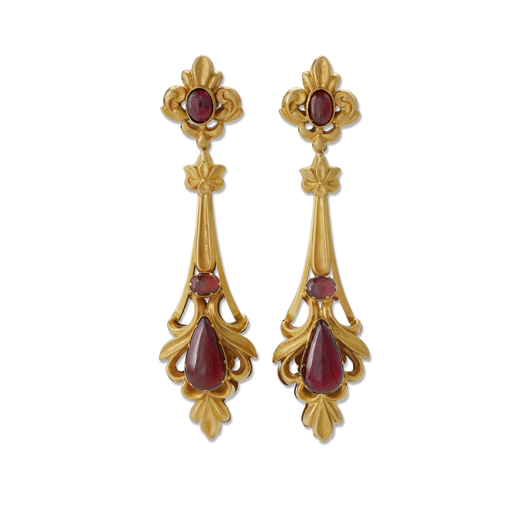 Genuine Garnet Cabochon Pendant Earrings and Necklace Set - Elegant Jewelry for Women, Perfect for Weddings, Parties & Gifts