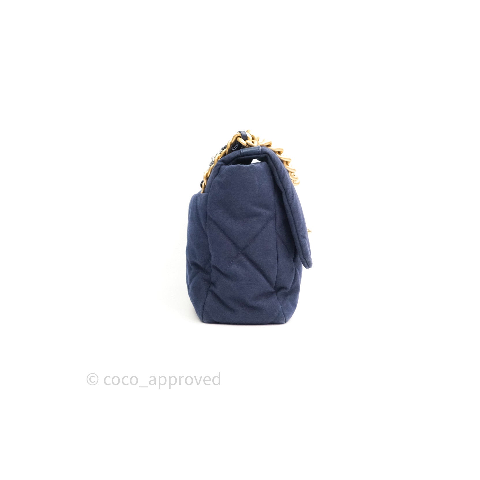 Chanel 19 Medium Flap Bag in Navy Canvas with Mixed Hardware - Luxury Designer Handbag for Women, Perfect for Work, Travel & Evening Events