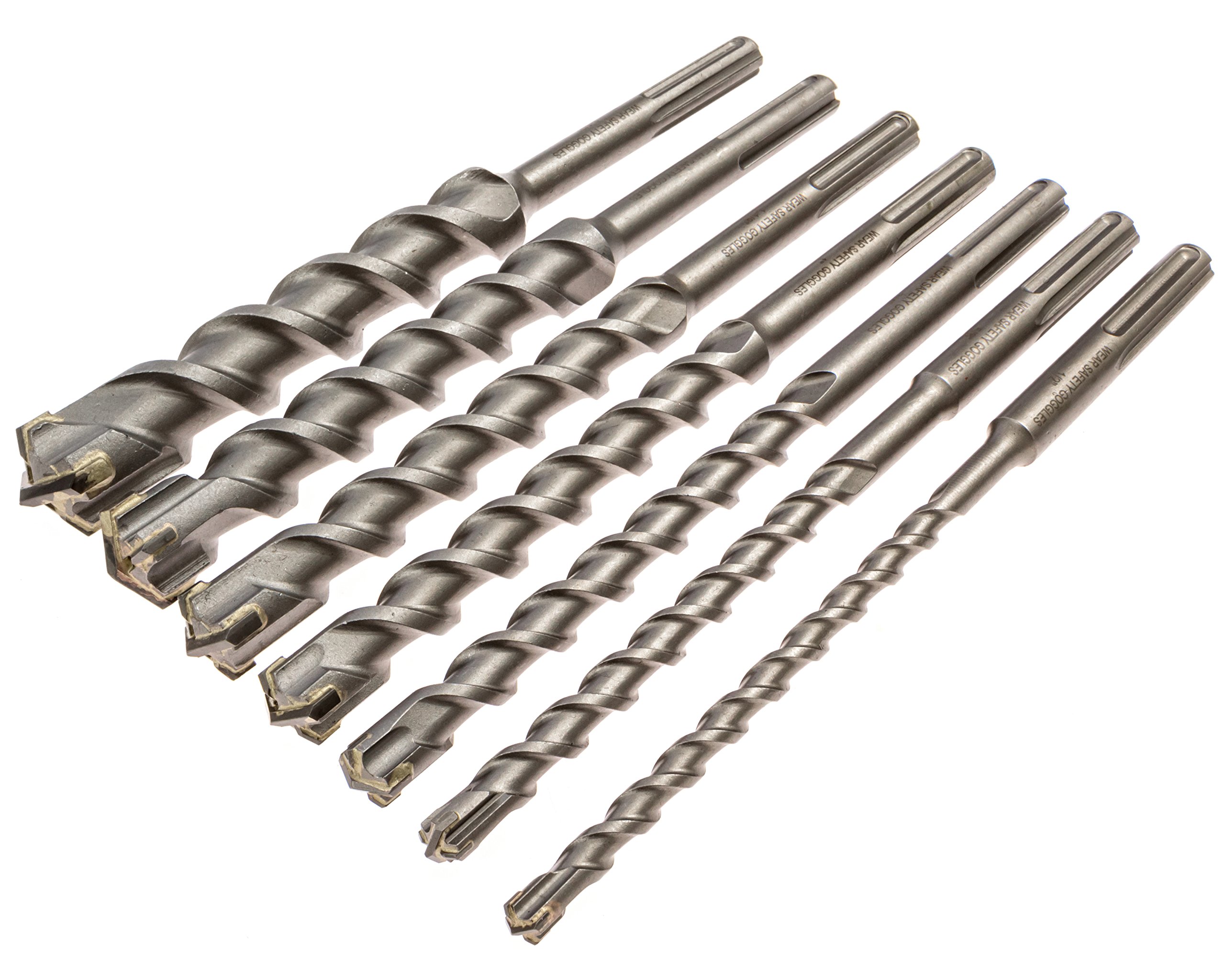 7 Piece Carbide Tipped Masonry Drill Bit Set - SDS Max Shank for Concrete, Brick & Stone - Professional Heavy Duty Construction Tools for Drilling, Anchoring & Demolition Work