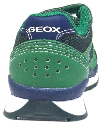 Geox Boys' Pavel Sneakers - Green & Navy Double Hook and Loop Strap Athletic Shoes for Kids | Comfortable School & Play Shoes for Active Boys