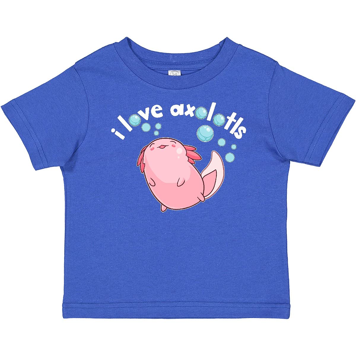Inktastic I Love Axolotls with Bubbles Baby T-Shirt - Cute Axolotl Graphic Tee for Infants & Toddlers - Perfect for Playdates, Daycare & Family Photos