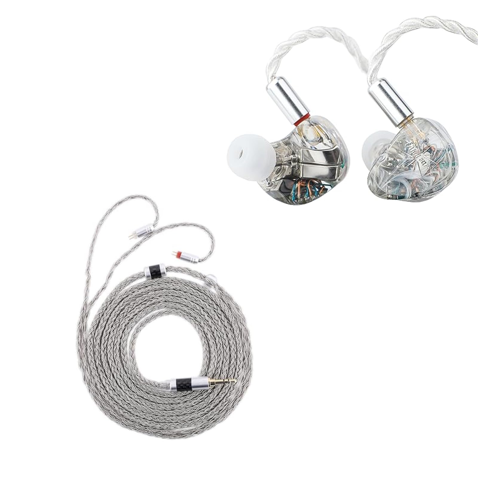 Linsoul Kiwi Ears Orchestra Lite Custom 8BA in-Ear Monitor IEM (Clear) with Tripowin Zonie IEM Cable (2Pin, Grey) - Premium Audiophile Earbuds for Music Lovers, Studio Monitoring & Professional Musicians