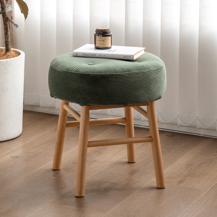 Premium Oak Solid Wood Makeup Stool - Scandinavian Light Luxury Vanity Bench with Backrest, Perfect for Dressing Table, Bedroom & Bathroom Decor