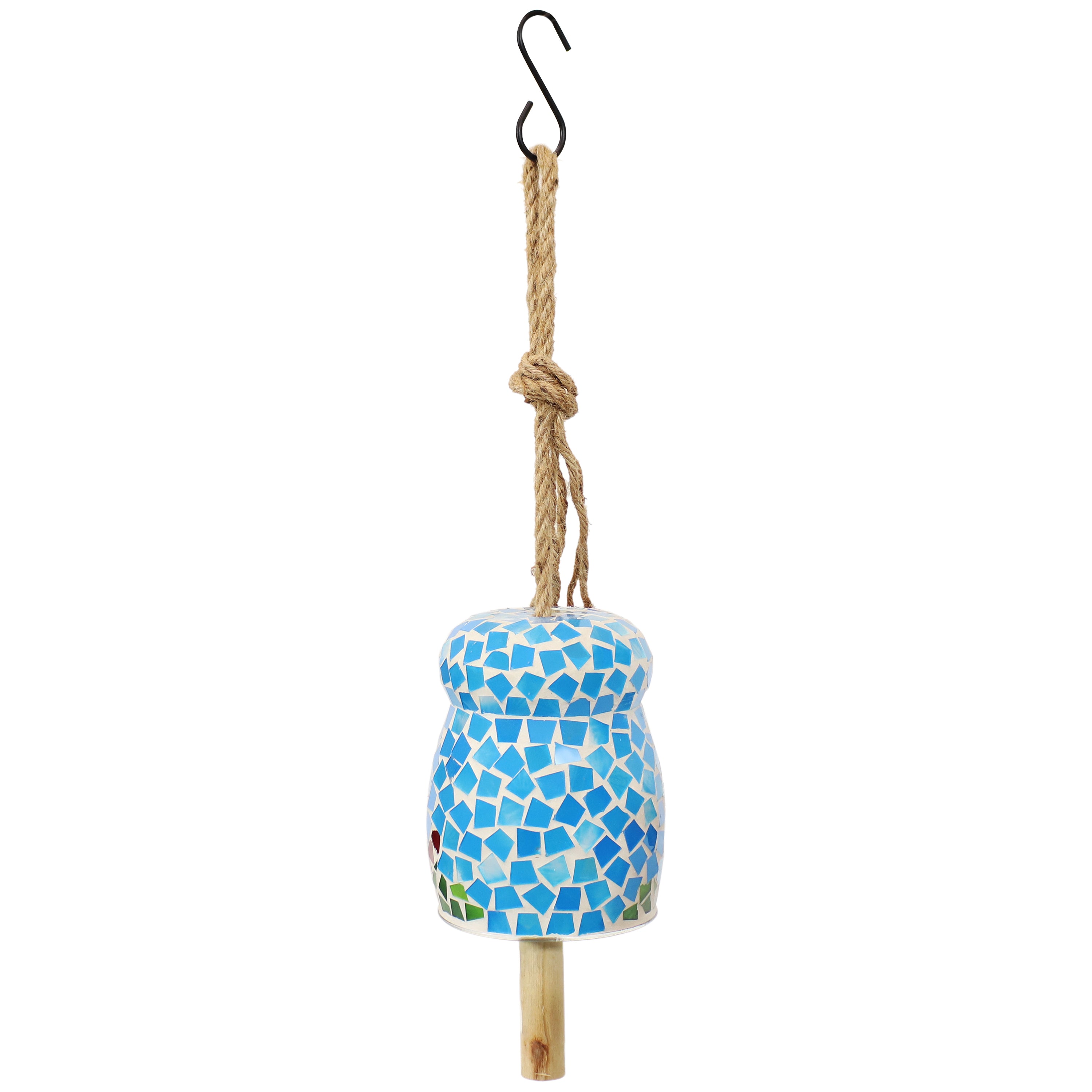 Sunnydaze Spring Flowers Mosaic Glass Wind Chime Bell - Outdoor Garden Decor for Patio, Porch & Backyard