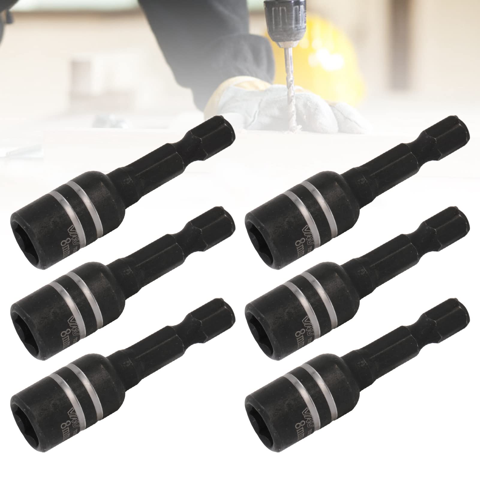 10Pcs Hex Magnetic Bit Set - CRV M8x48mm Power Nut Driver Bits for Electric Drills, Screwdrivers & Impact Drills (Black) | Perfect for DIY Projects, Furniture Assembly & Professional Construction Work