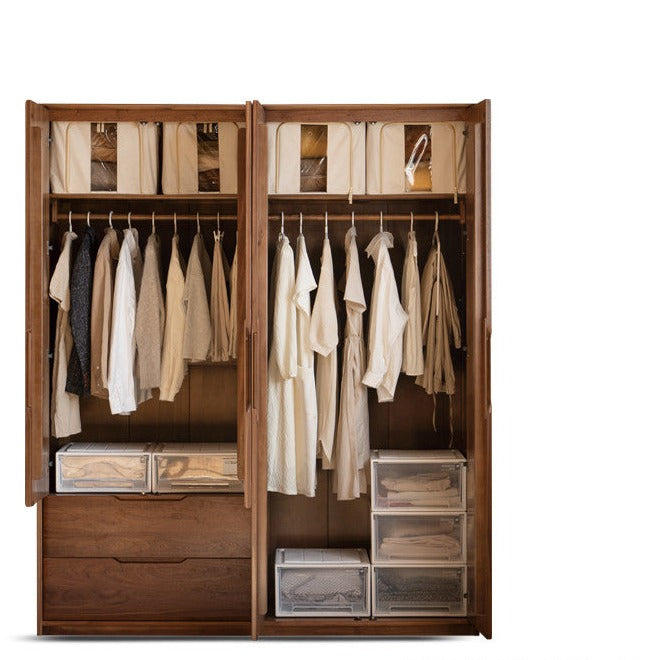 Solid Black Walnut Wood Large Wardrobe - Spacious Closet Organizer for Bedroom, Walk-in Closet & Master Suite Storage
