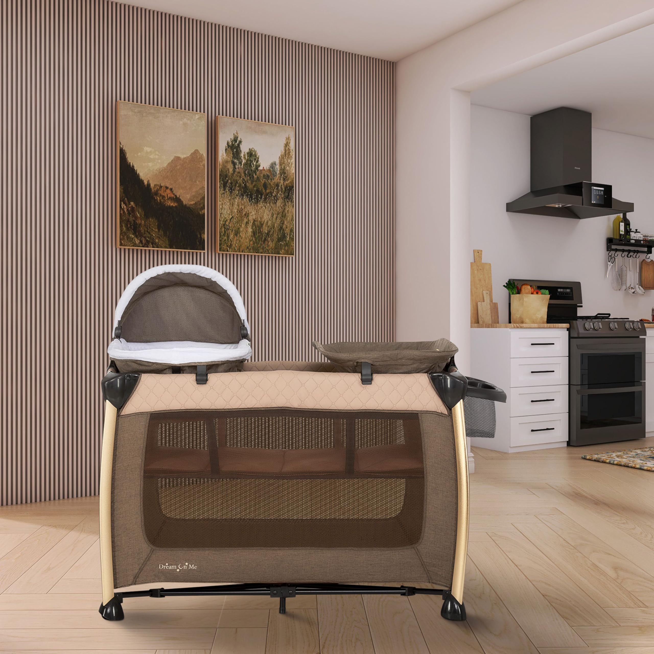 **Dream On Me Princeton Deluxe 3-in-1 Convertible Playard - Portable Baby Bassinet, Changing Station & Travel Crib with Breathable Mesh - Lightweight & Easy to Carry for Home, Travel & Nursery**