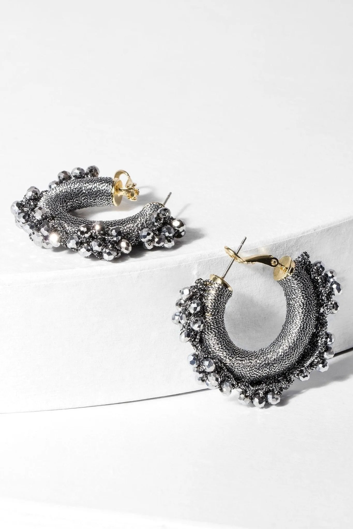 Royal Redux Beaded Hoop Earrings for Women - Elegant Gold-Tone Statement Jewelry - Perfect for Parties, Weddings & Everyday Wear